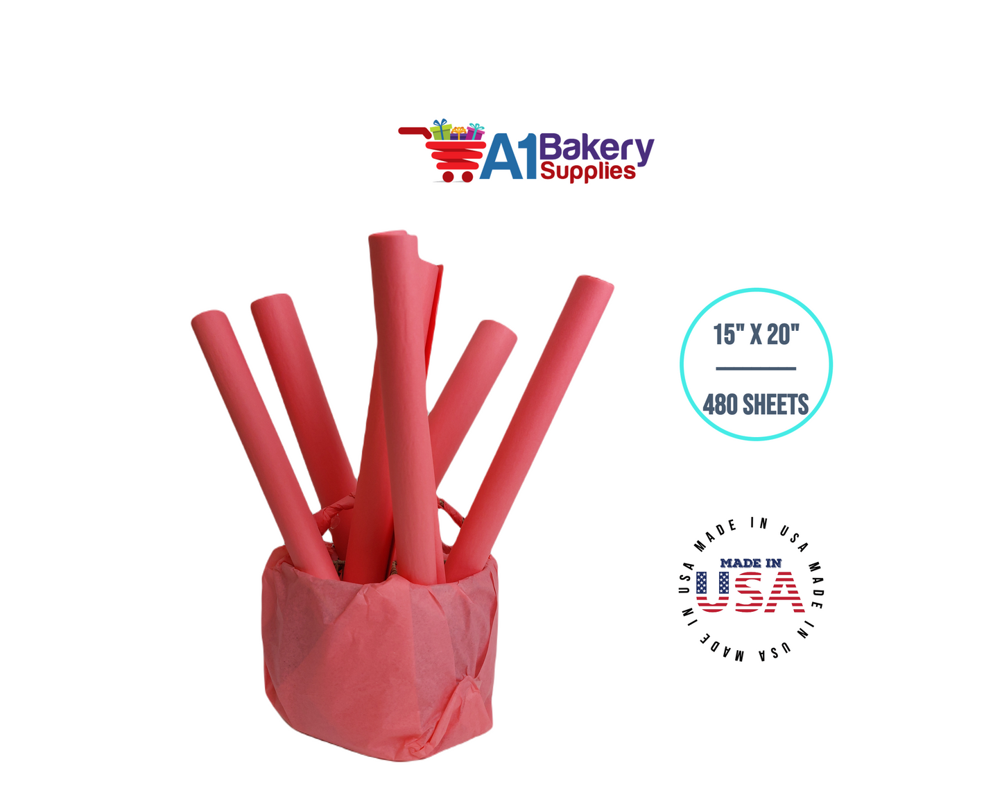 Coral Pink Color Gift Wrap Tissue Paper 15 Inch x 20 Inch - 480 Sheets Pack