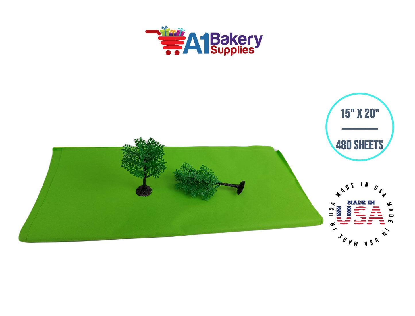 Bright Lime Tissue Paper Squares, Bulk 480 Sheets, Premium Gift Wrap and Art Supplies for Birthdays, Holidays, or Presents by A1BakerySupplies, Large 15 Inch x 20 Inch