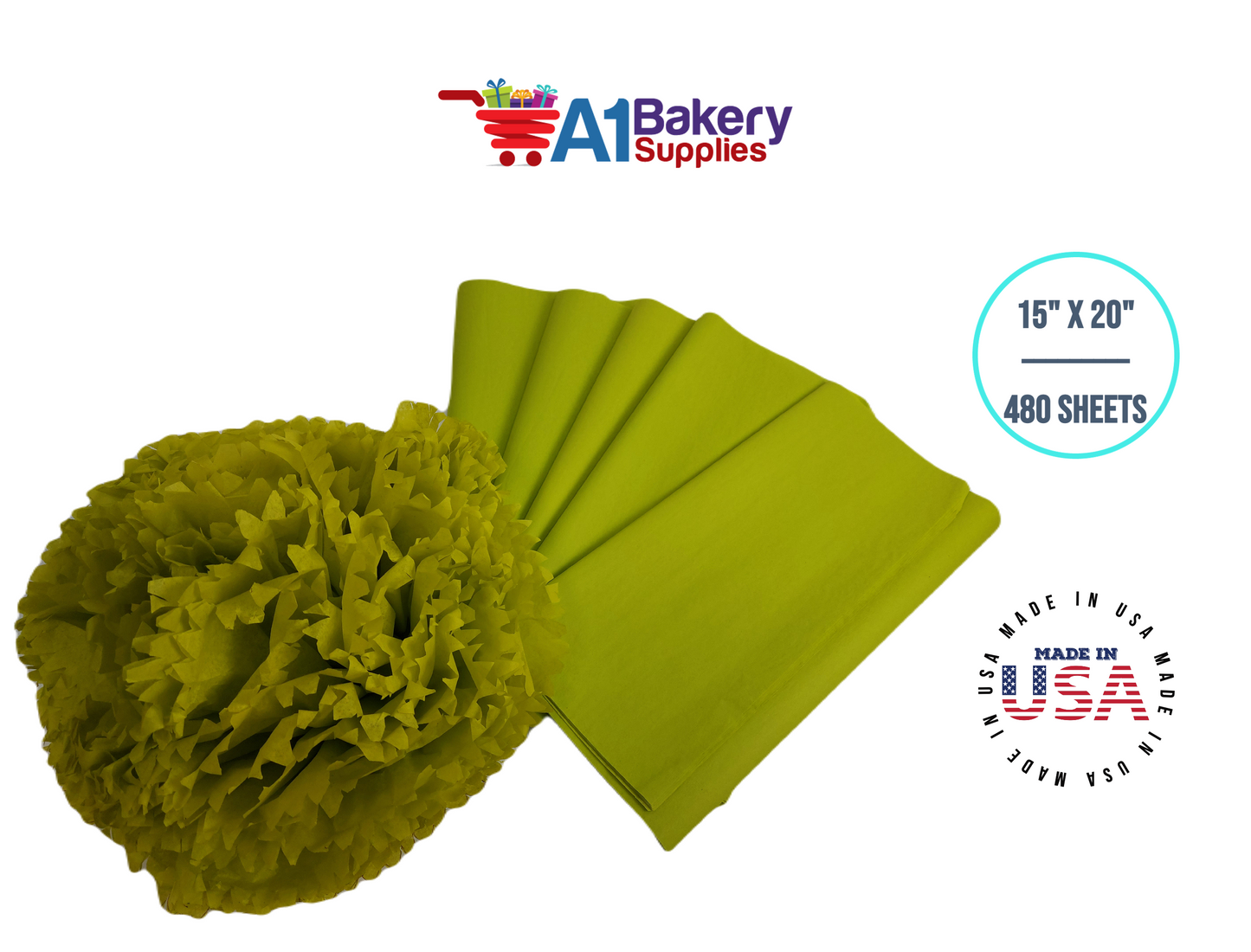 Citrus green Color Tissue Paper 15 Inch x 20 Inch - 480 Sheets