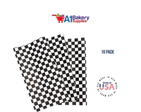 Deli Sandwich Wraps Basket Liners and Food Wrapping Liner Papers by A1 Bakery Supplies of 10 pack (Black Checked)