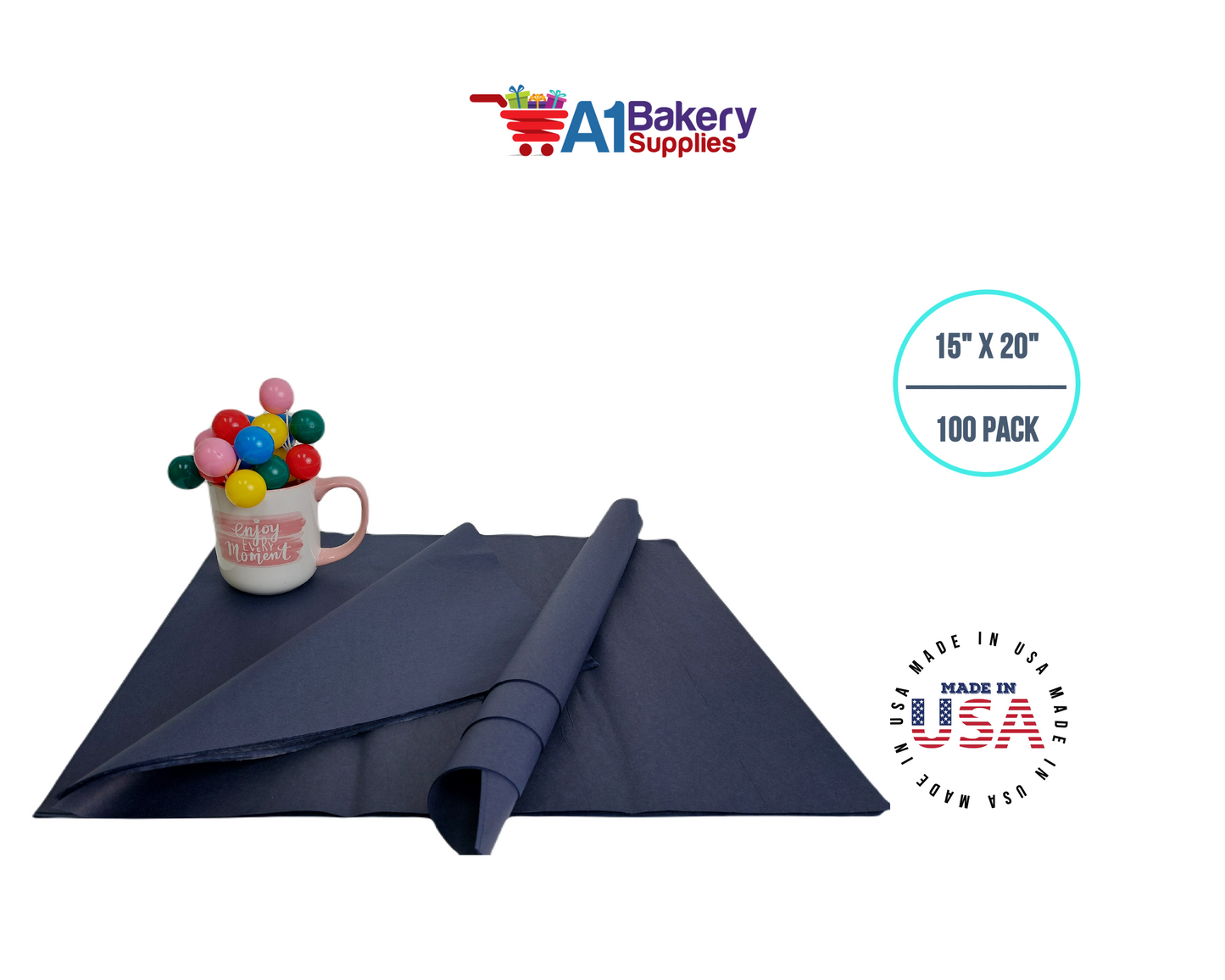 Navy Blue Tissue Paper 15 Inch x 20 Inch - 100 Sheets