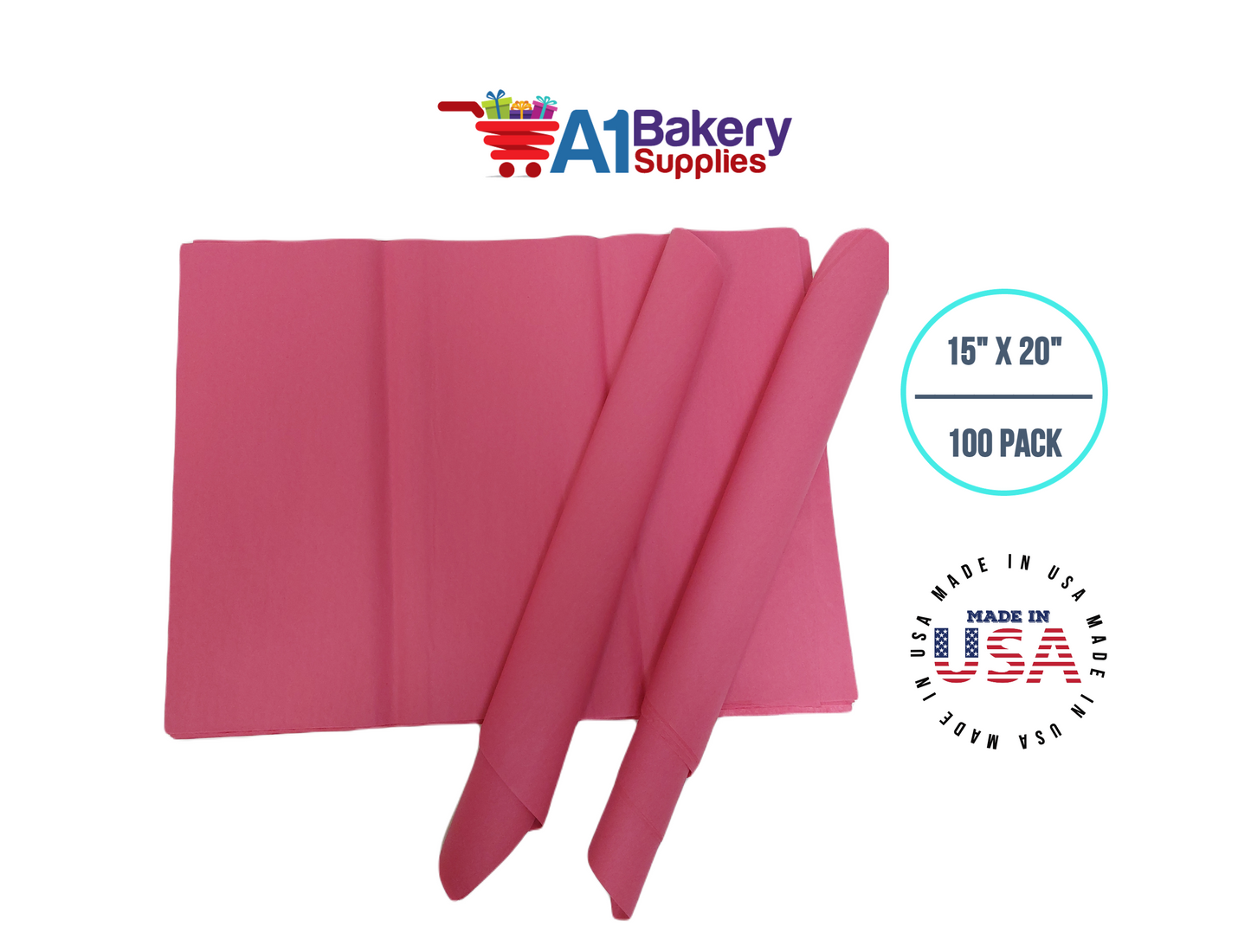 Azalea Pink Tissue Paper Squares, Bulk 100 Sheets, Premium Gift Wrap and Art Supplies for Birthdays, Holidays, or Presents by A1BakerySupplies, Large 15 Inch x 20 Inch