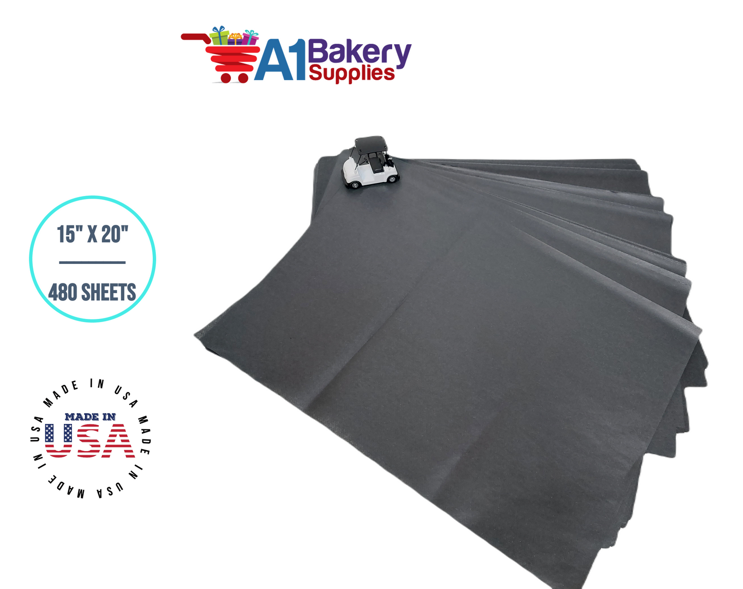 Black Color Tissue Paper 15 Inch x 20 Inch  - 480 Sheets