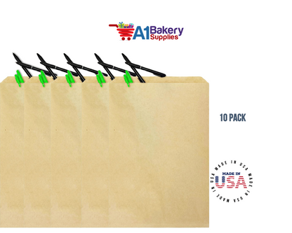Kraft Brown Flat Paper Merchandise Bags 10 pack by A1 bakery supplies (10x13)