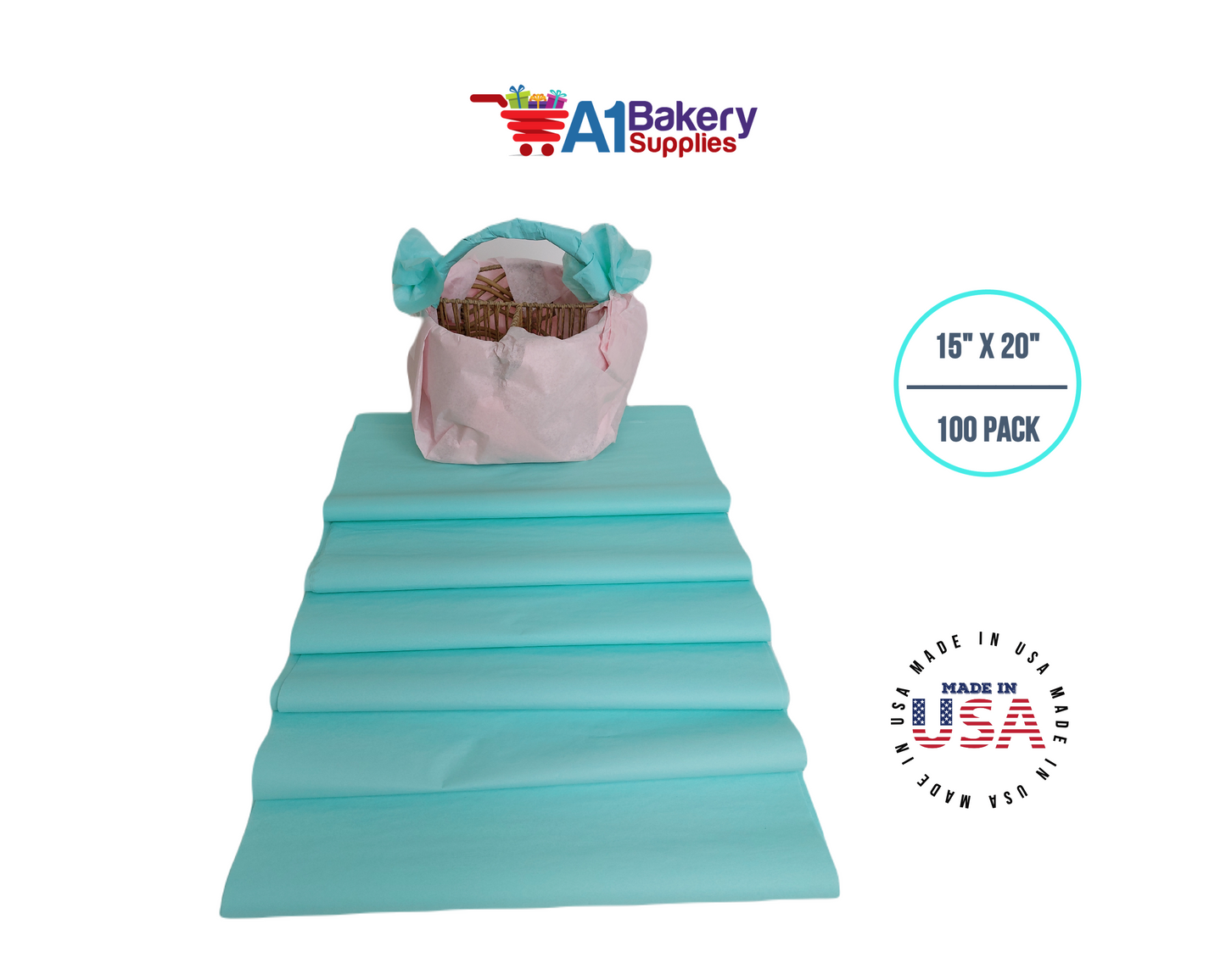 Pistachio Tissue Paper 15 Inch x 20 Inch -100 Sheets Pack