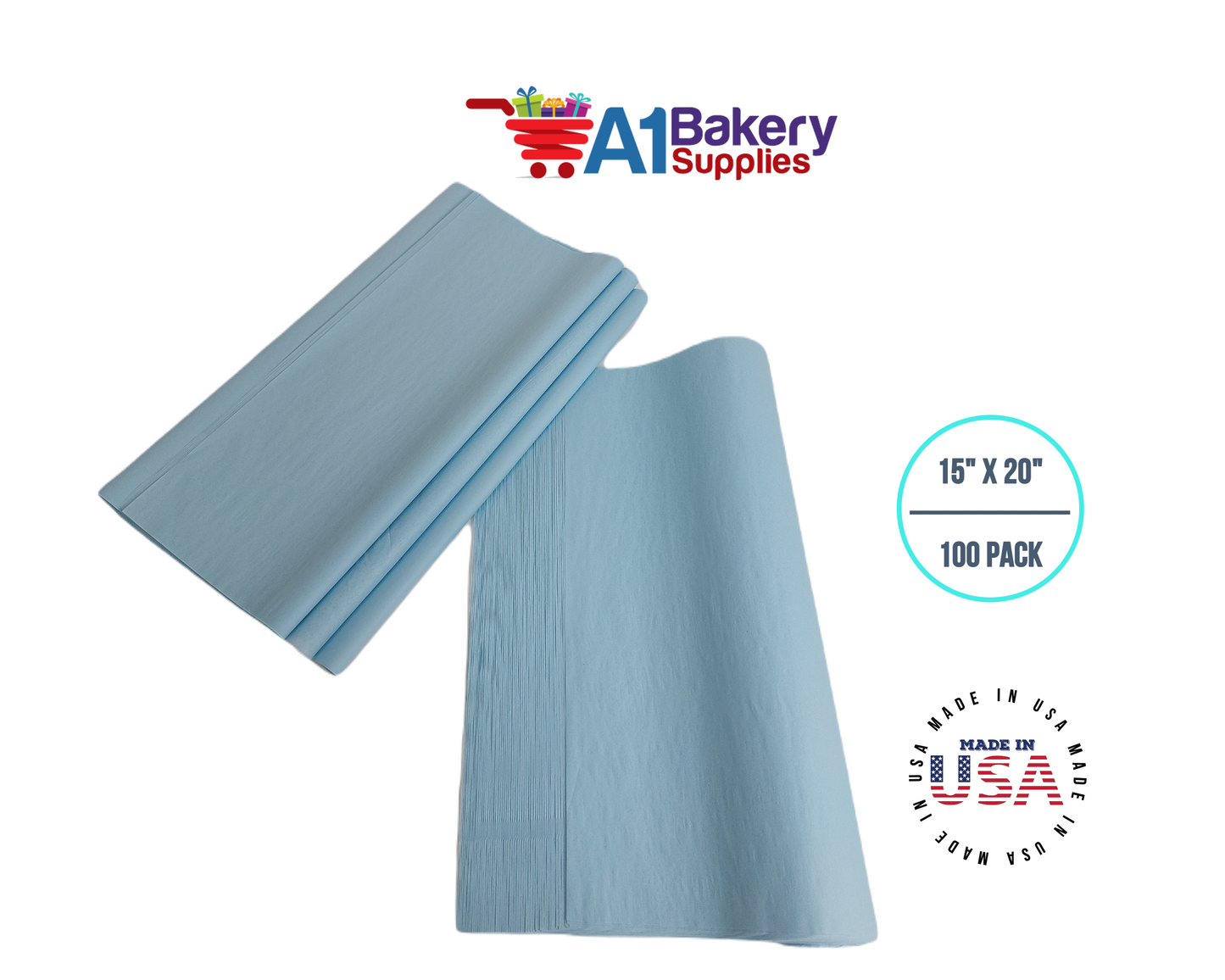 Light Blue Tissue Paper 15 Inch X 20 Inch - 100 Sheets
