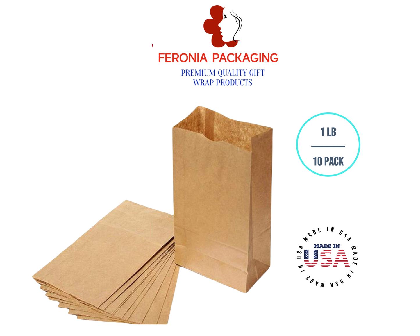 1 LB Kraft Poly-Lined Reclosable Tin Tie Bags Without Window - 10 Pack