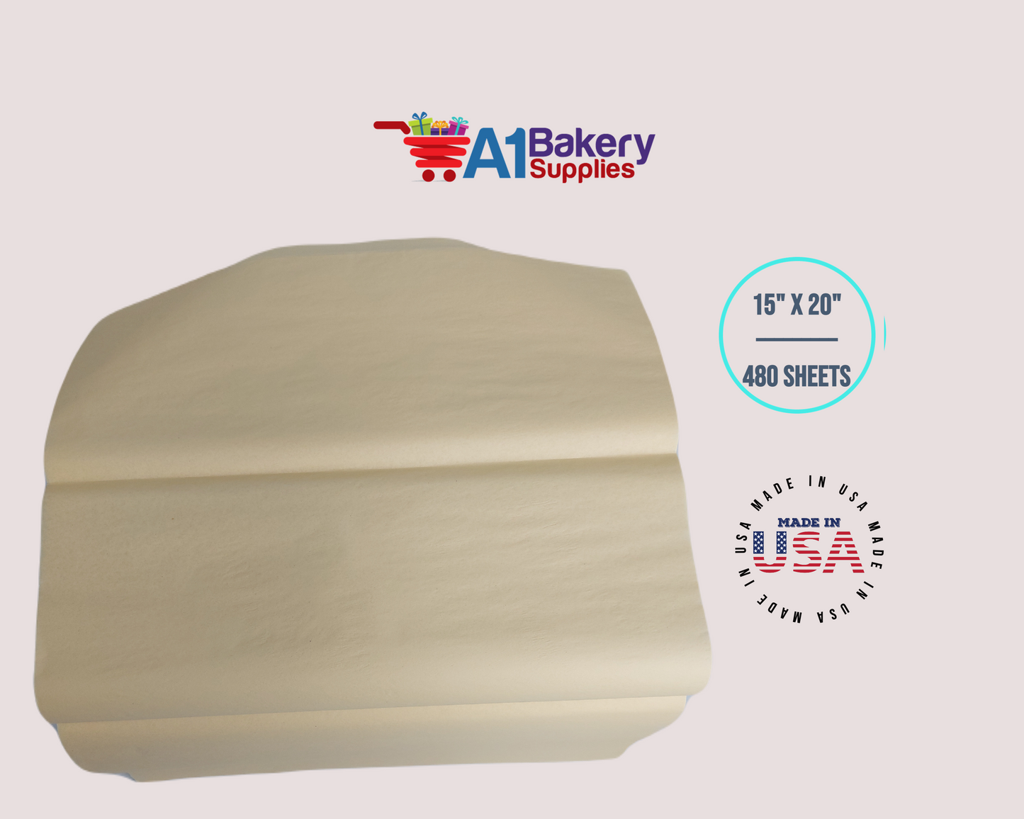 French Vanilla  Tissue Paper Squares, Bulk 480 Sheets, Premium Gift Wrap and Art Supplies for Birthdays, Holidays, or Presents by A1BakerySupplies, Large 15 Inch x 20 Inch