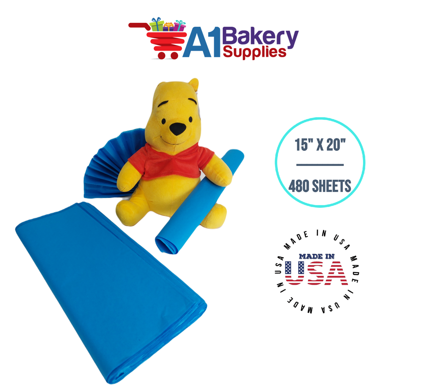 Brilliant Blue Color Tissue Paper 15 Inch x 20 Inch - 480 Sheets