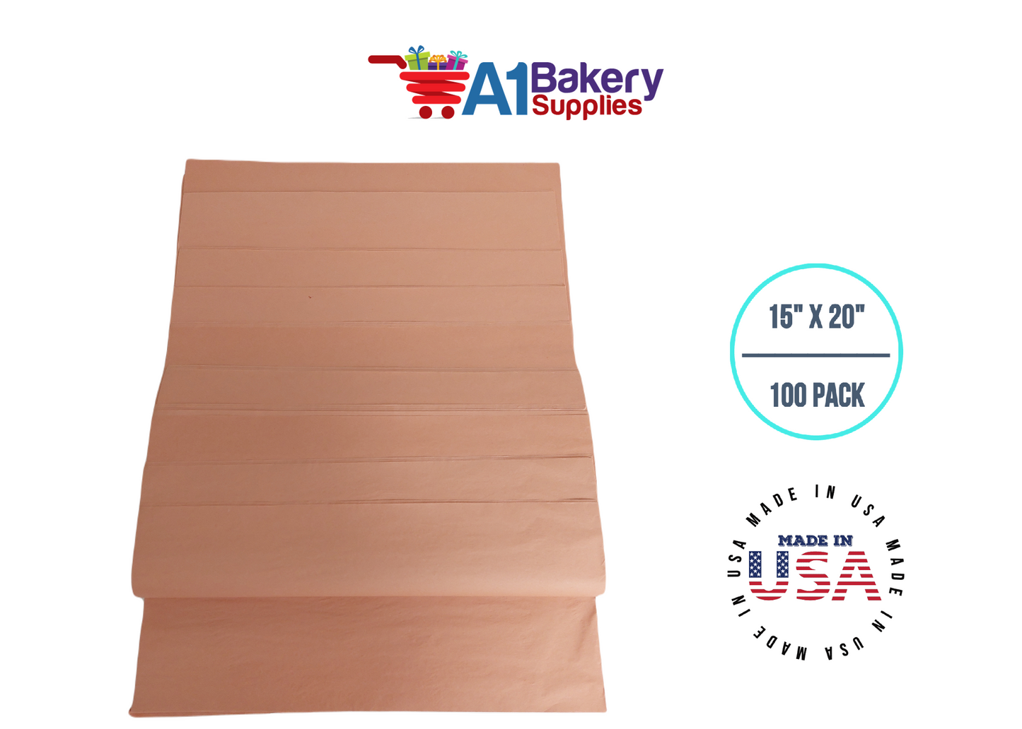 Terra Cotta Tissue Paper Squares Bulk 100 Sheets Premium Gift Wrap and Art Supplies for Birthdays Holidays or Presents by A1 Bakery Supplies Medium 15 Inch x 20 Inch