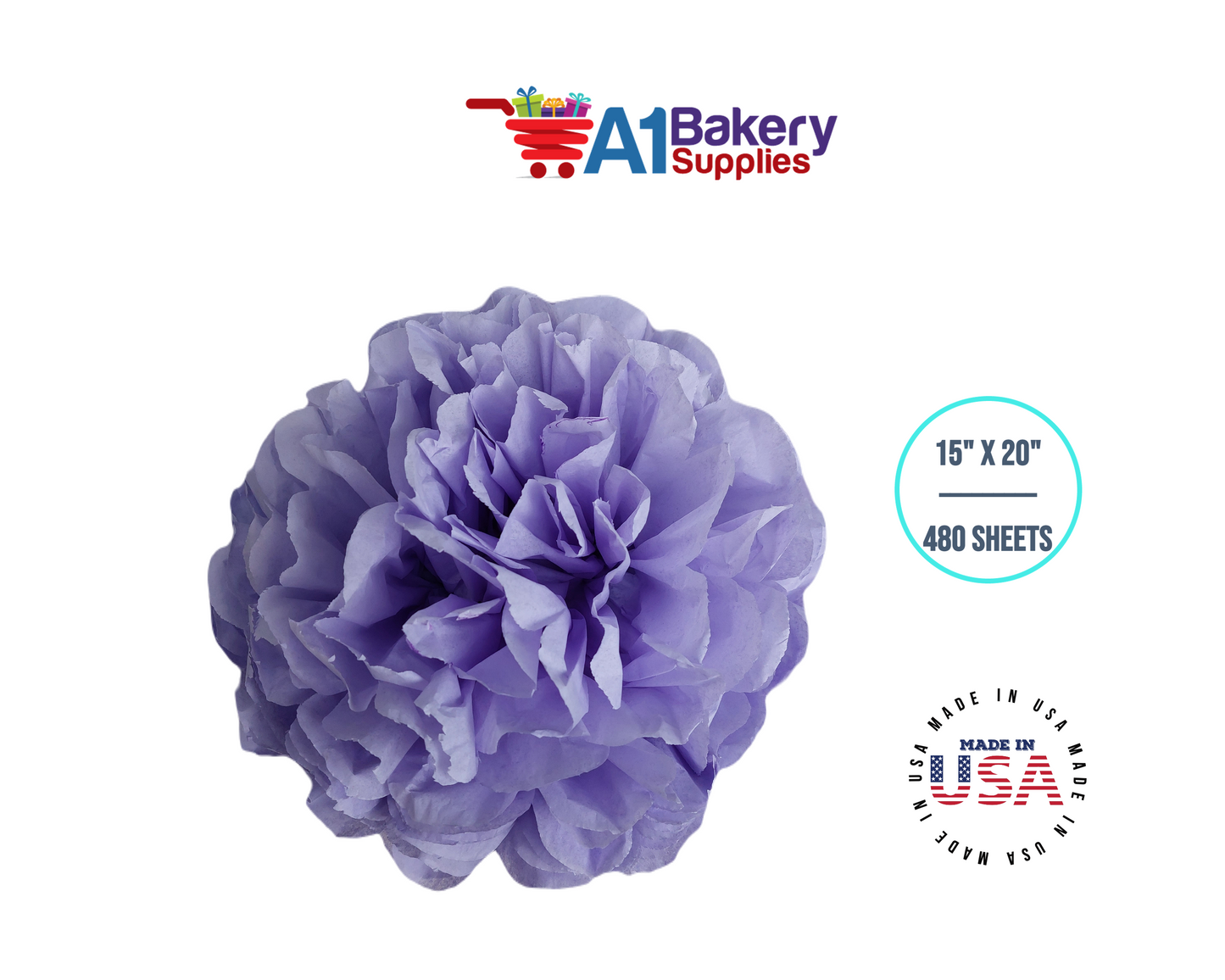 Soft Lavender Tissue Paper Squares, Bulk 480 Sheets, Premium Gift Wrap and Art Supplies for Birthdays, Holidays, or Presents by A1BakerySupplies, Large 15 Inch x 20 Inch