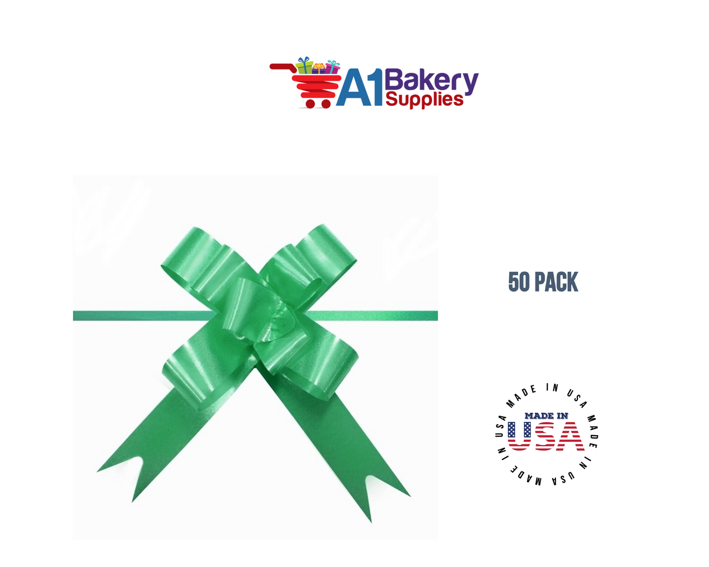 Emerald Green 4" Butterfly pull bows of 50 Pack by A1 Bakery supplies