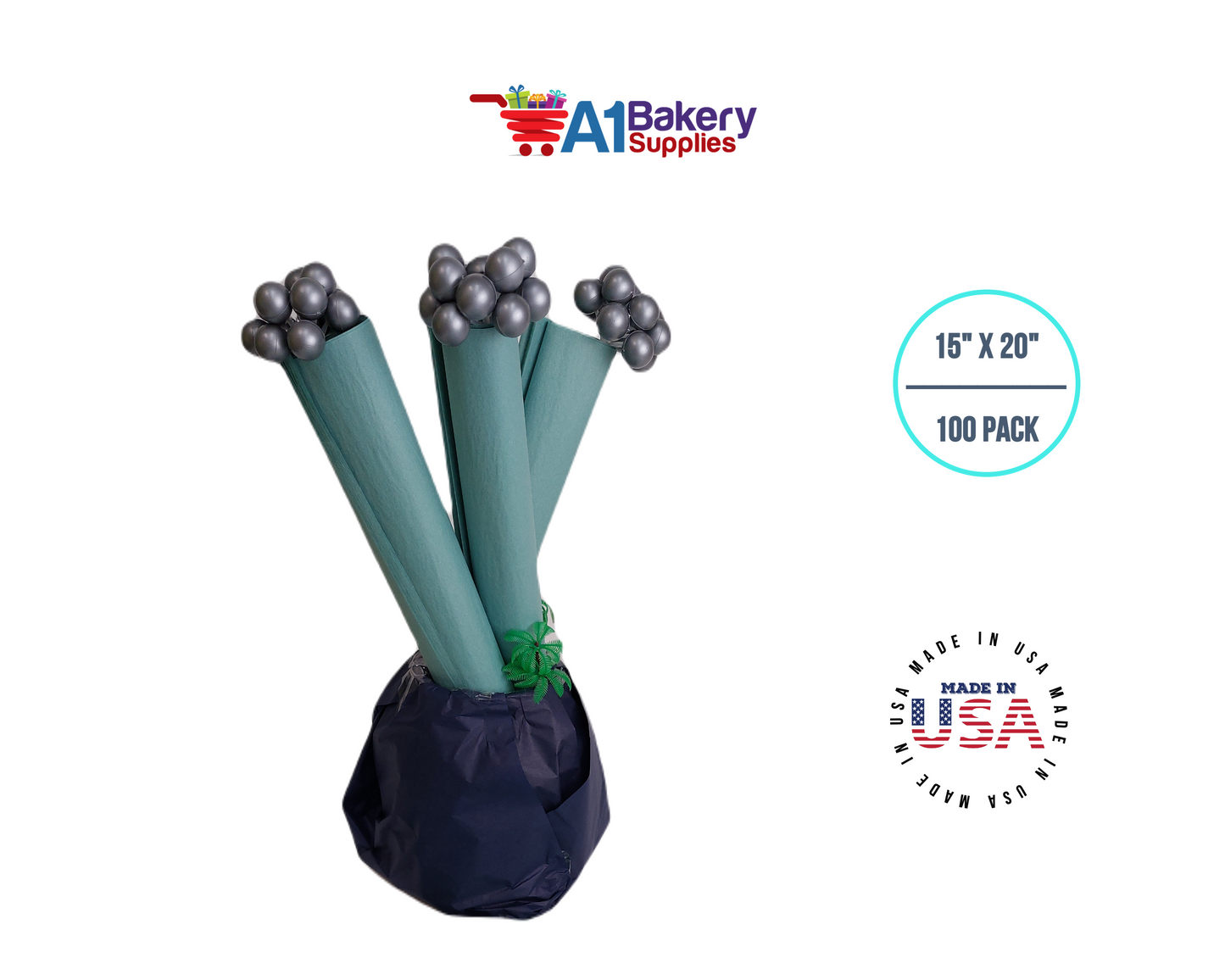 Blue Haze Tissue Paper Squares, Bulk 100 Sheets, Premium Gift Wrap and Art Supplies for Birthdays, Holidays, or Presents by A1BakerySupplies, Large 15 Inch x 20 Inch