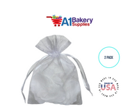 White Organza Fabric Gift Bags – Pack of 2 with Size 22.5 x 25 inch by A1 Bakery Supplies