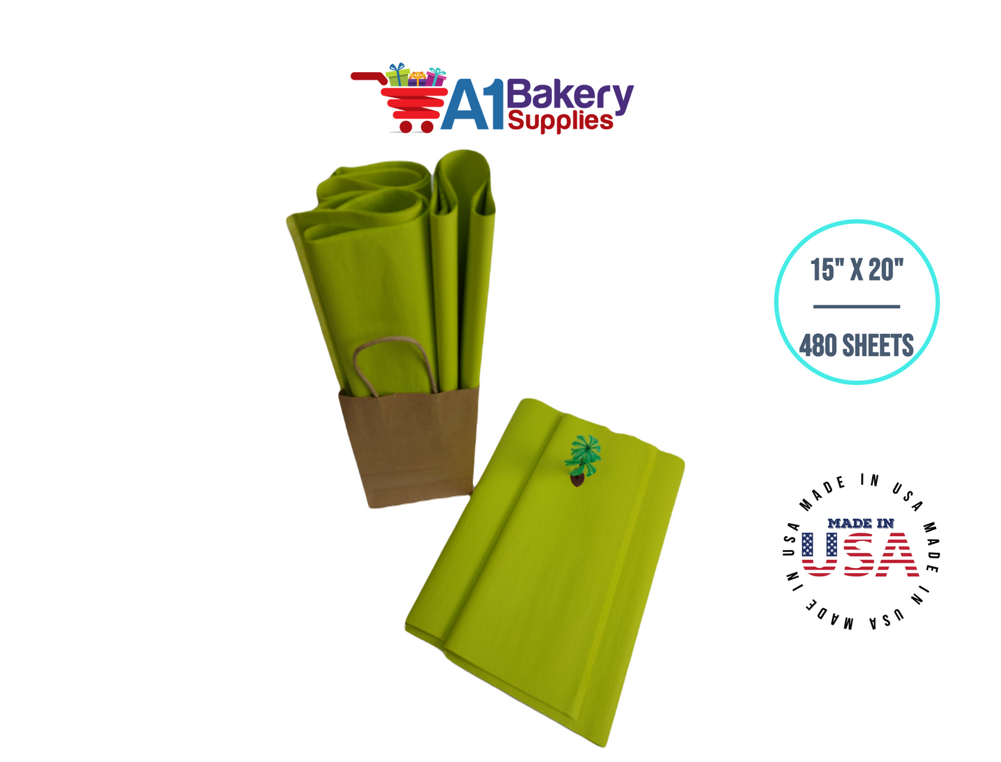 Citrus green Color Tissue Paper 15 Inch x 20 Inch - 480 Sheets