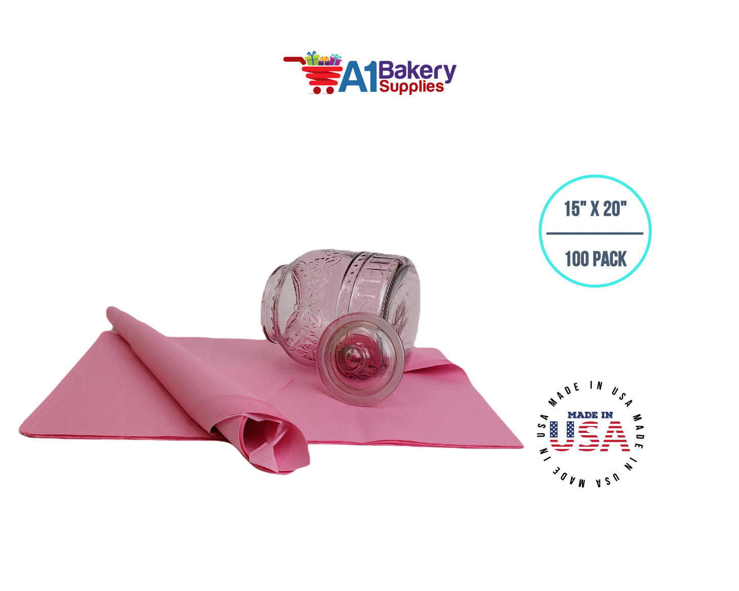 Dark Pink Tissue Paper Squares, Bulk 100 Sheets, Premium Gift Wrap and Art Supplies for Birthdays, Holidays, or Presents by A1BakerySupplies, Large 15 Inch x 20 Inch