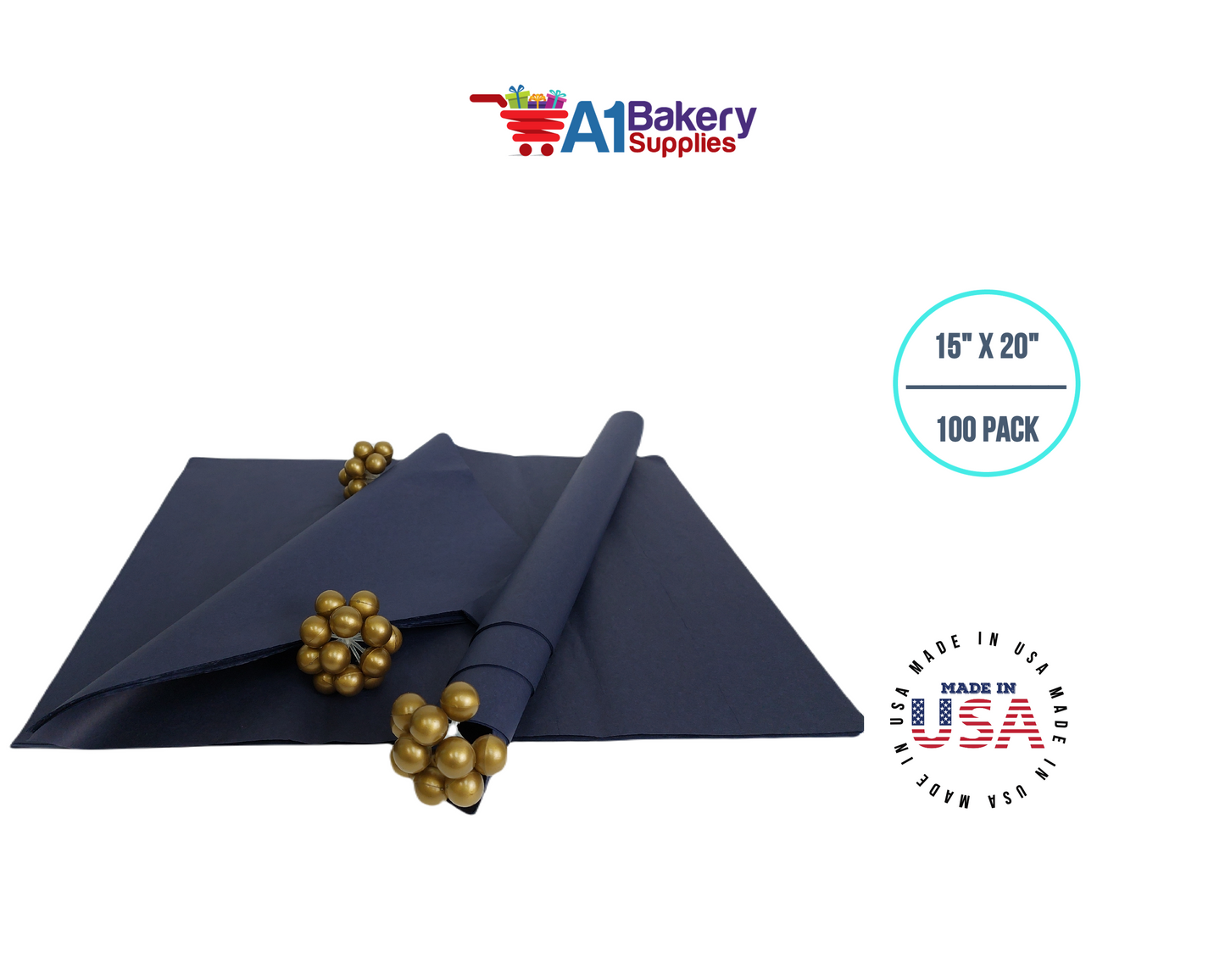 Navy Blue Tissue Paper 15 Inch x 20 Inch - 100 Sheets