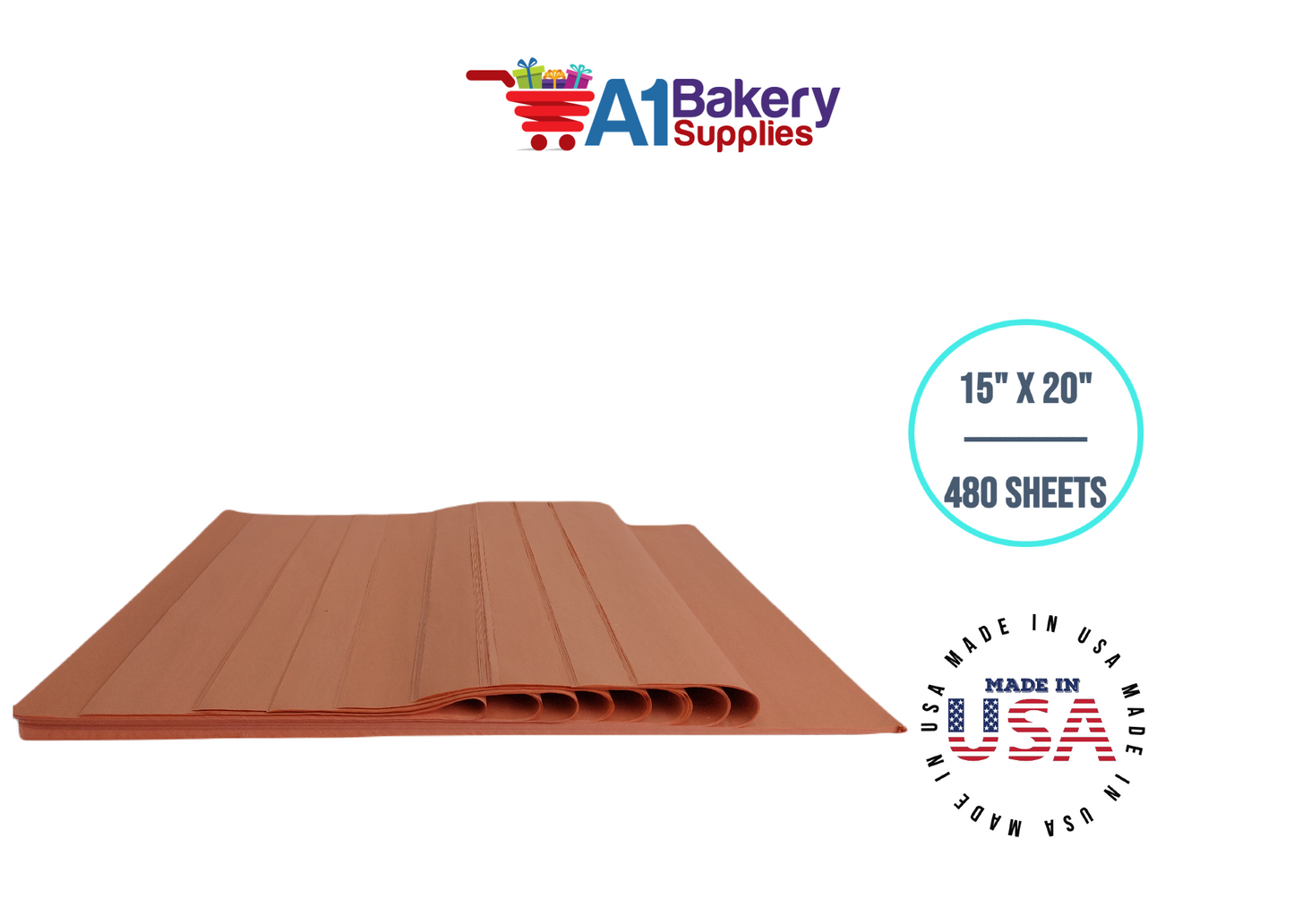 Terra Cotta Tissue Paper Squares Bulk  480 Sheets Premium Gift Wrap and Art Supplies for Birthdays Holidays or Presents by A1 Bakery Supplies Large 15 Inch x 20 Inch