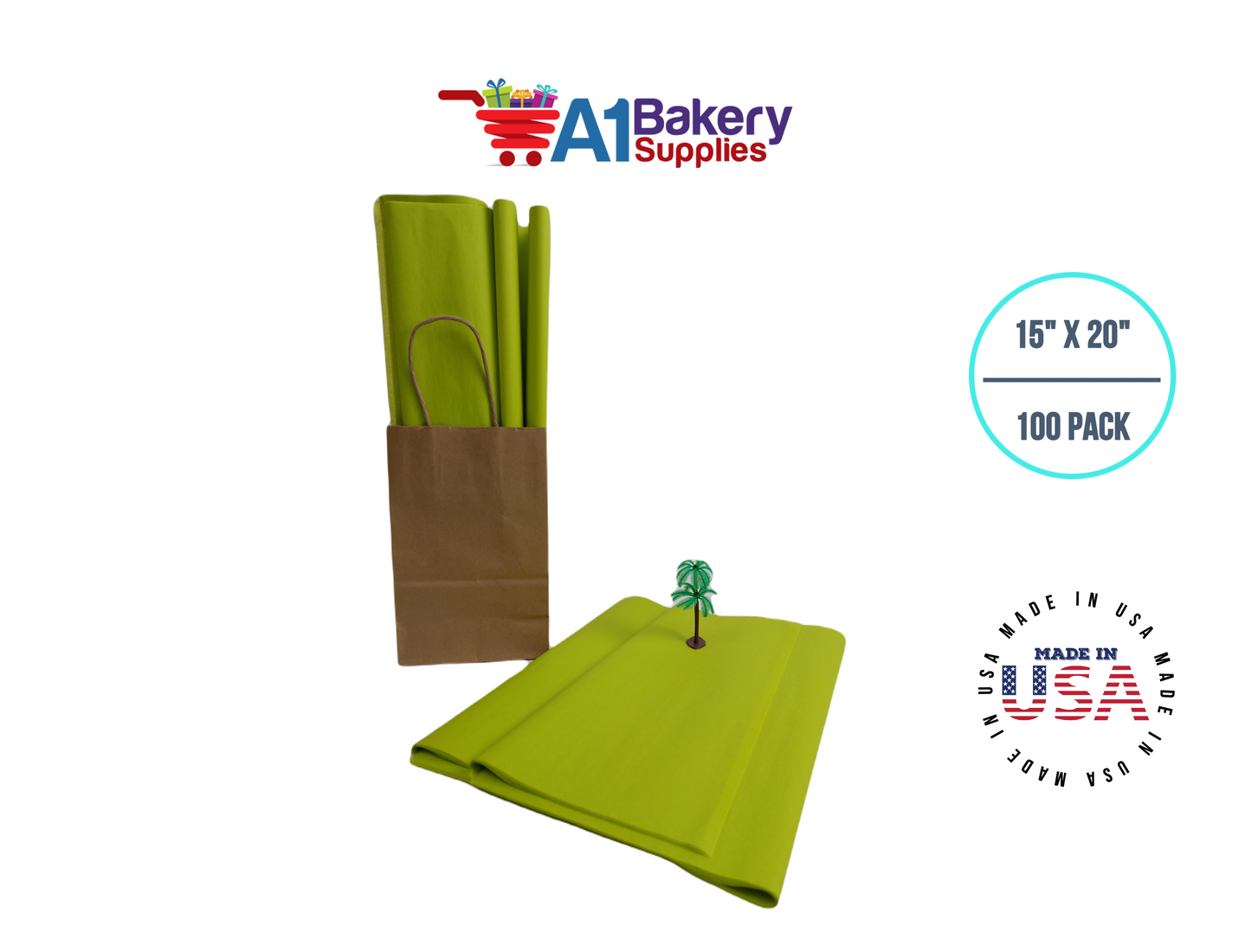 Citrus green Tissue Paper 15 Inch x 20 Inch - 100 Sheets