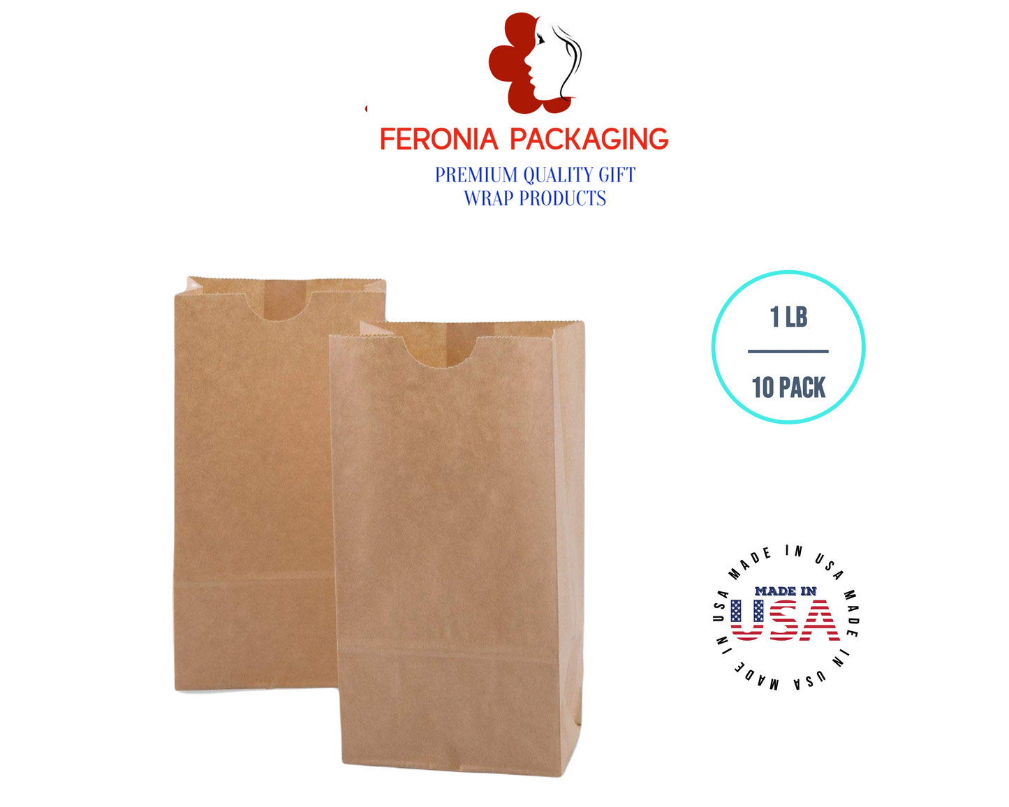 1 LB Kraft Poly-Lined Reclosable Tin Tie Bags Without Window - 10 Pack