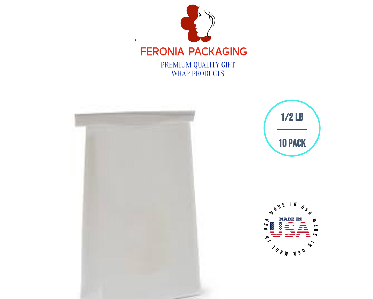 1/2 LB White Poly-Lined Reclosable Tin Tie Bags Without Window - 10 Pack