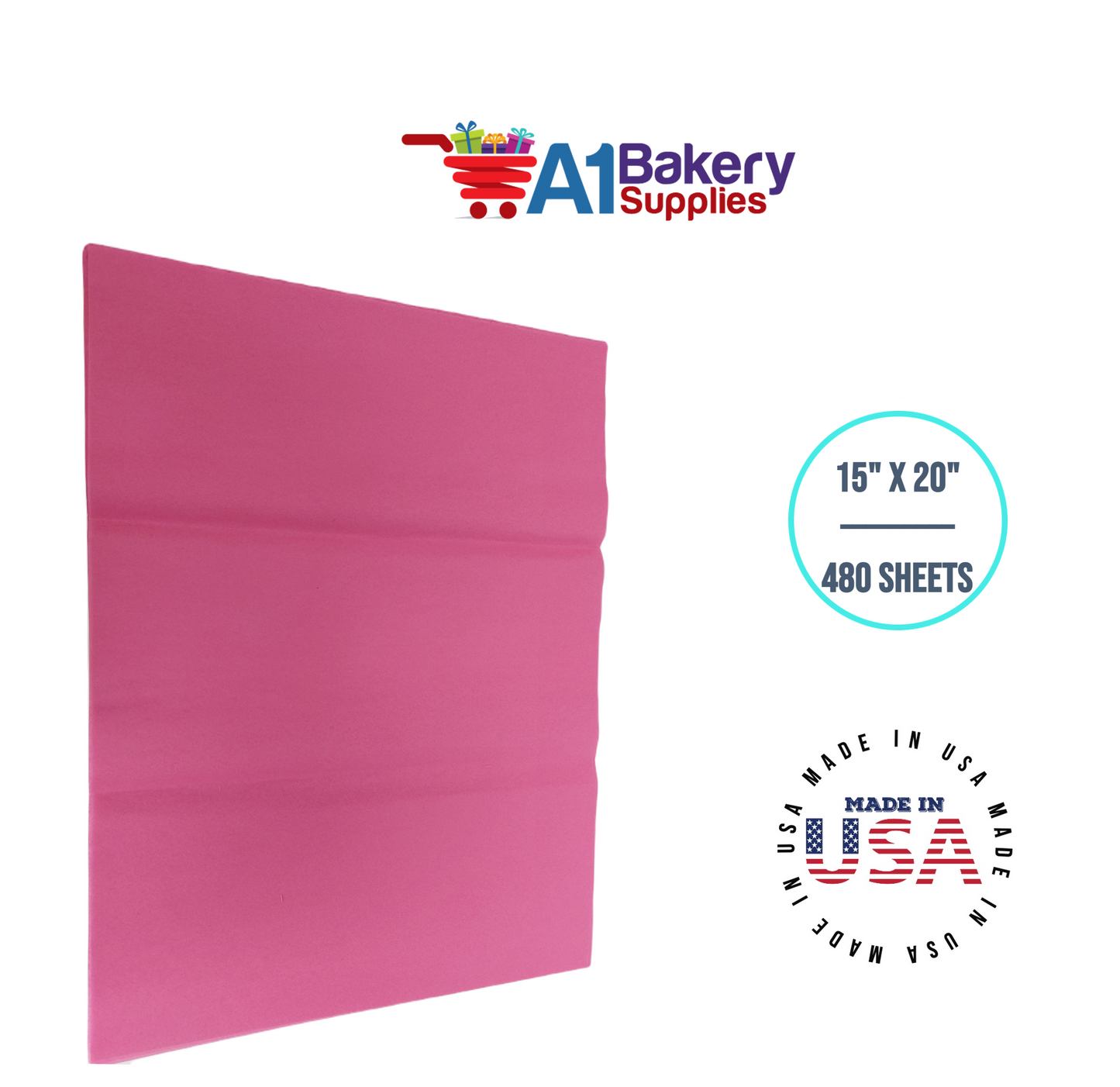 HotPink Tissue Paper Squares, Bulk 480 Sheets, Premium Gift Wrap and Art Supplies for Birthdays, Holidays, or Presents by A1BakerySupplies, Large 15 Inch x 20 Inch