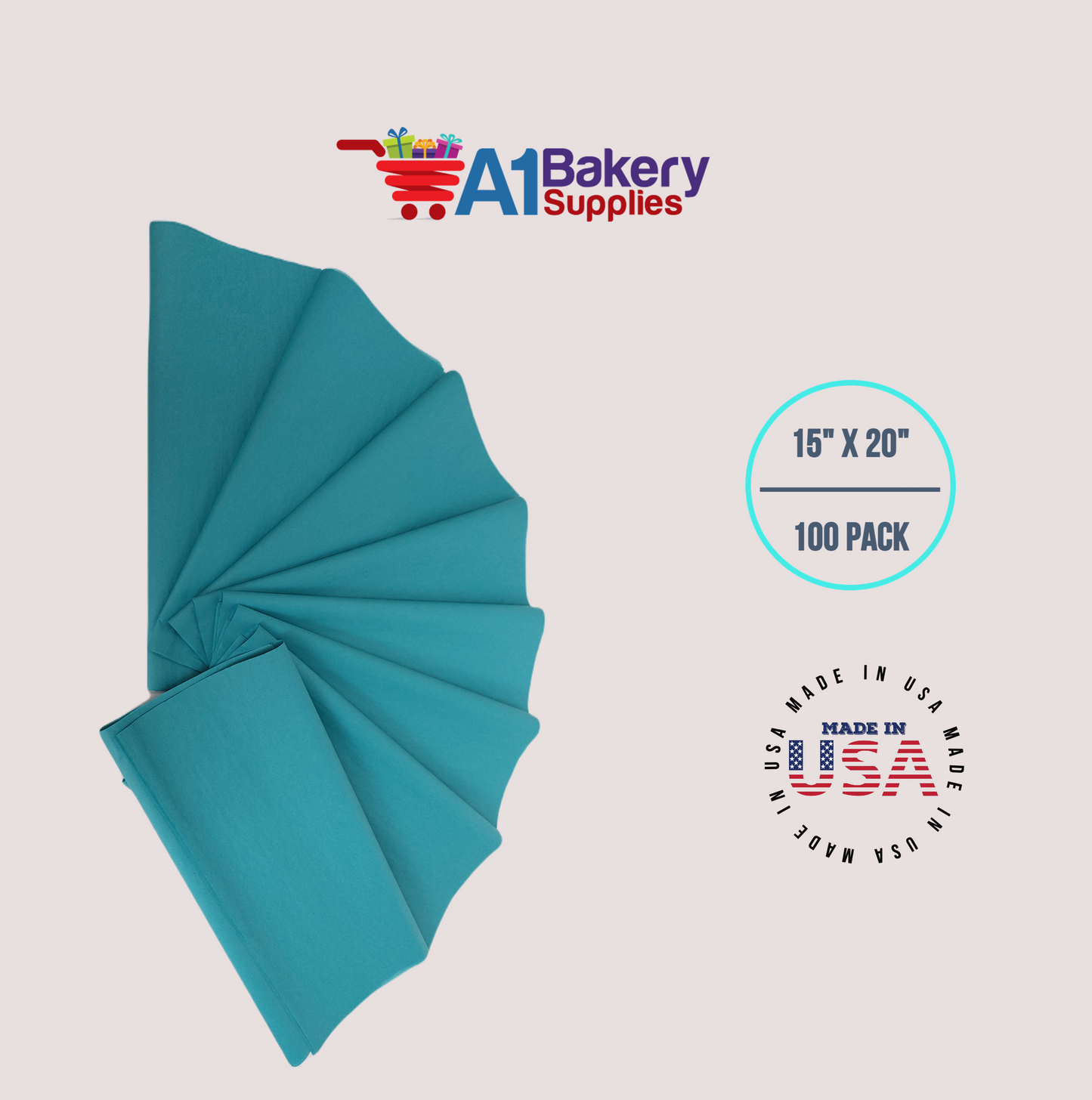 CaribbeanTeal Tissue Paper Squares, Bulk 100 Sheets, Premium Gift Wrap and Art Supplies for Birthdays, Holidays, or Presents by A1BakerySupplies, Large 15 Inch x 20 Inch