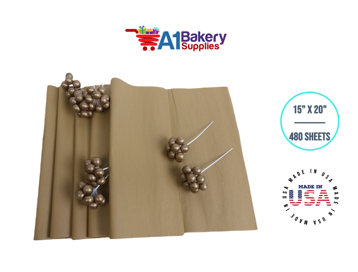 Antique Gold Gift Wrap Tissue Paper 15 Inch x 20 Inch - 480 Sheets Pack