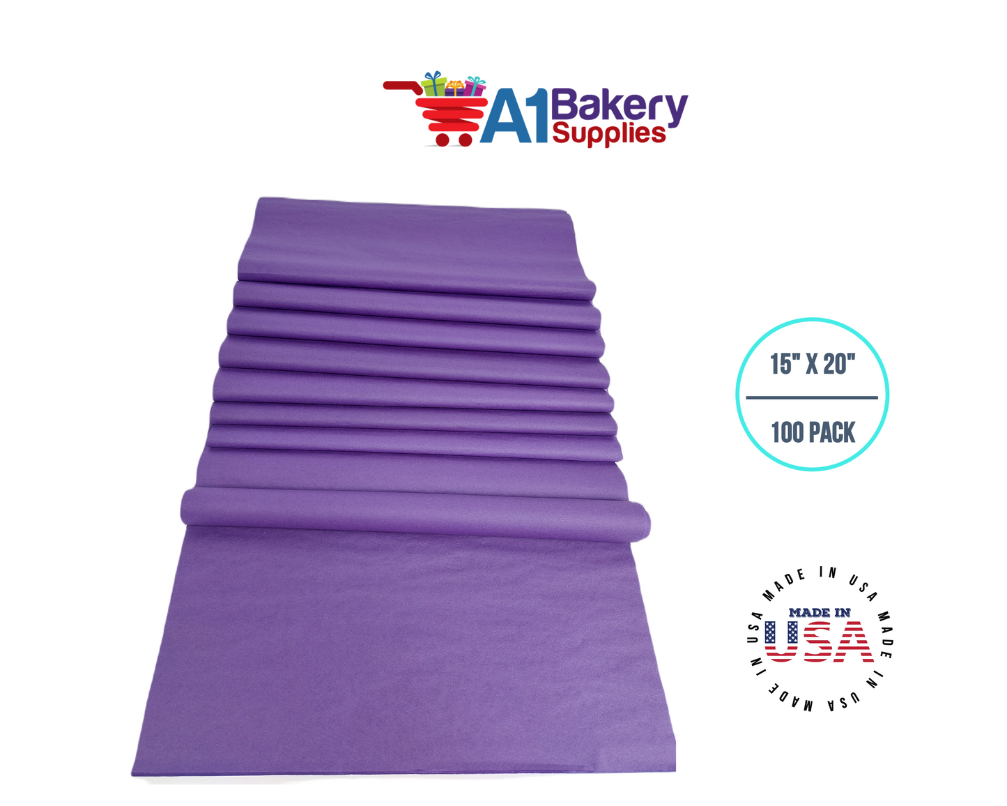 Purple Color Gift Wrap Tissue Paper 15 Inch x 20 Inch - 100 Sheets Pack