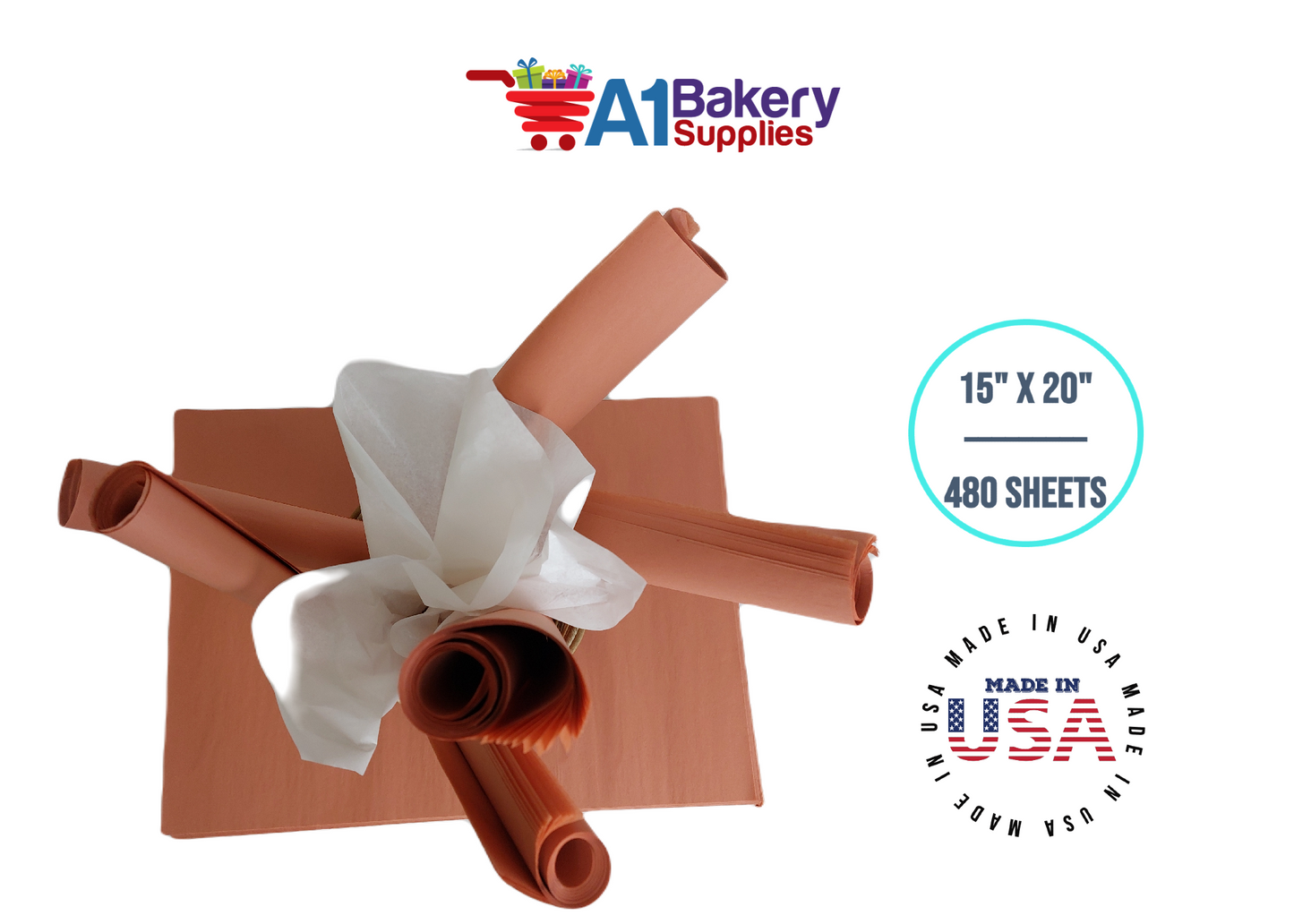 Terra Cotta Tissue Paper Squares Bulk  480 Sheets Premium Gift Wrap and Art Supplies for Birthdays Holidays or Presents by A1 Bakery Supplies Large 15 Inch x 20 Inch