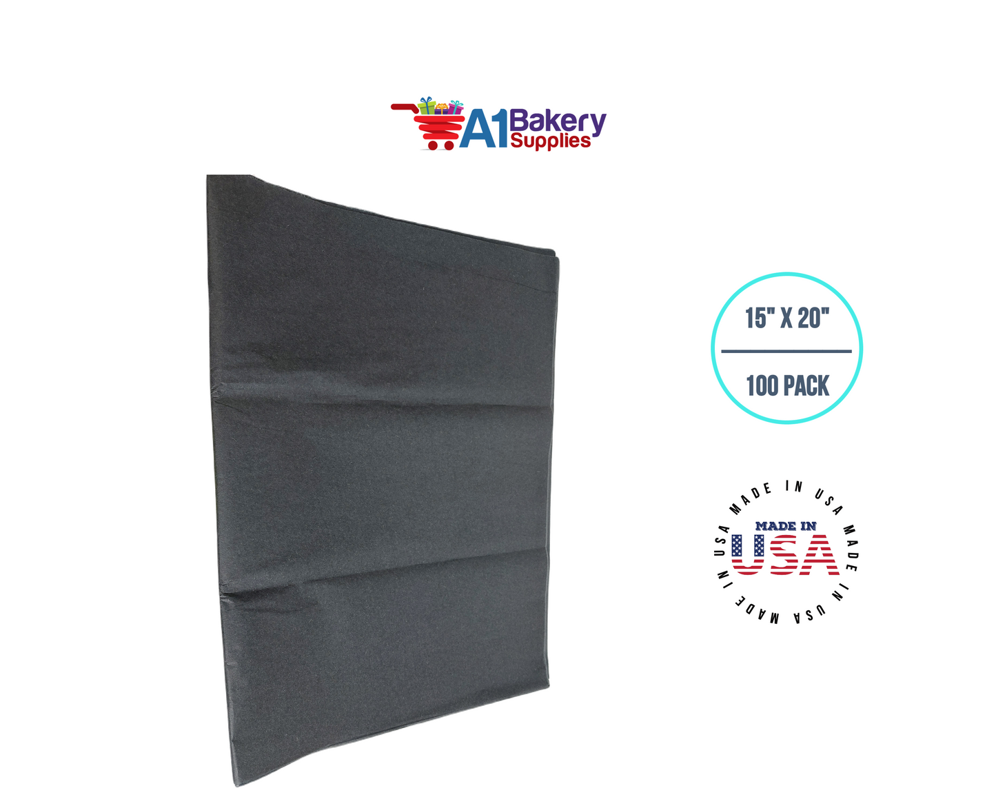 Black Tissue Paper 15 Inch x 20 Inch - 100 Sheets
