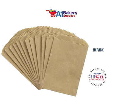 Kraft Brown Flat Paper Merchandise Bags 10 pack by A1 bakery supplies (6x9)
