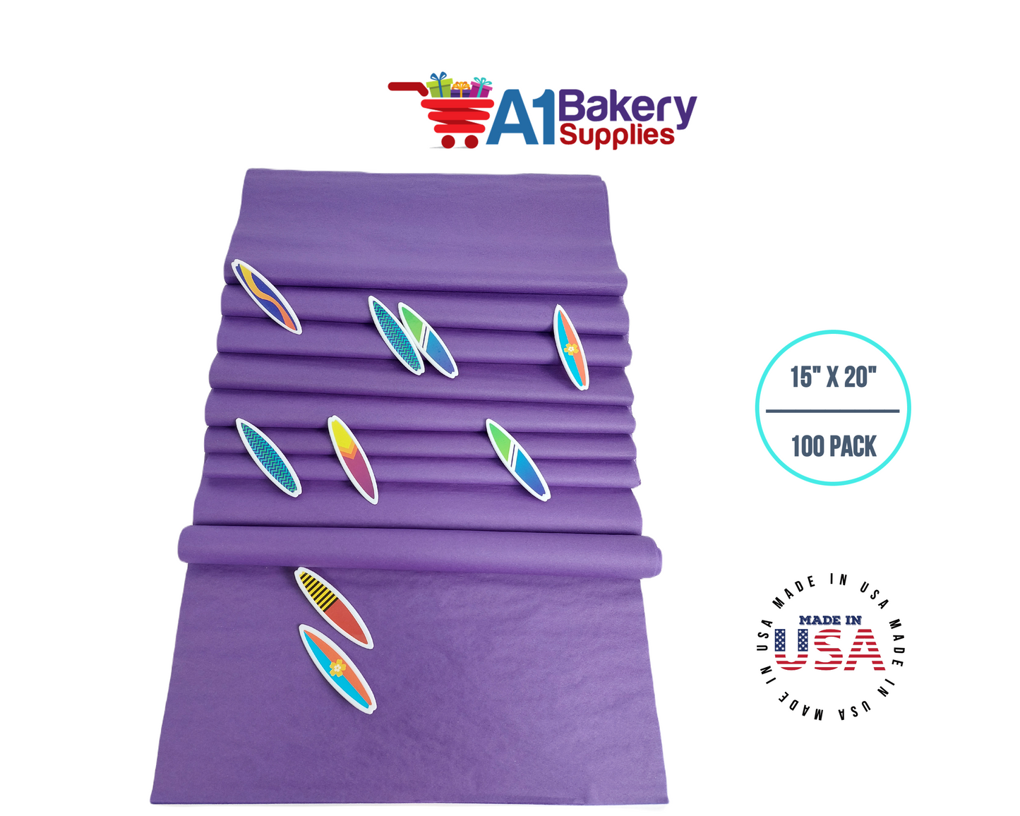 Purple Color Gift Wrap Tissue Paper 15 Inch x 20 Inch - 100 Sheets Pack