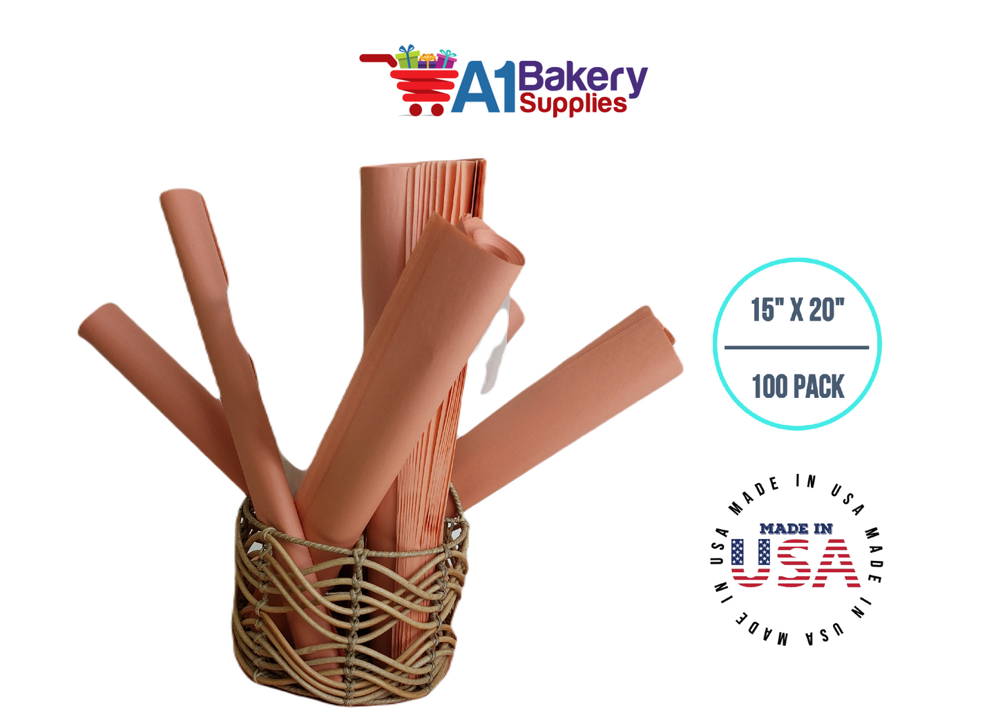 Terra Cotta Tissue Paper Squares Bulk 100 Sheets Premium Gift Wrap and Art Supplies for Birthdays Holidays or Presents by A1 Bakery Supplies Medium 15 Inch x 20 Inch