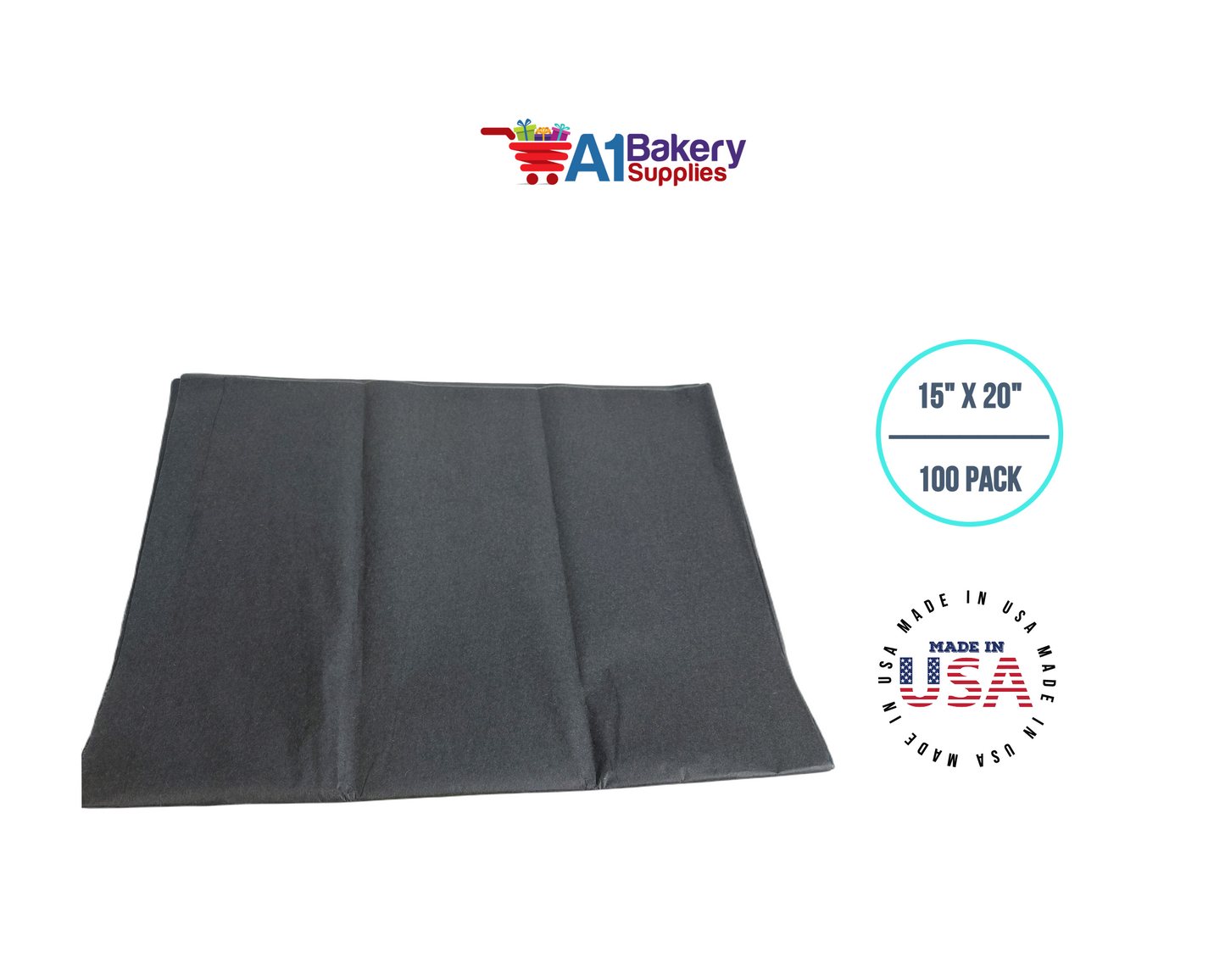 Black Tissue Paper 15 Inch x 20 Inch - 100 Sheets