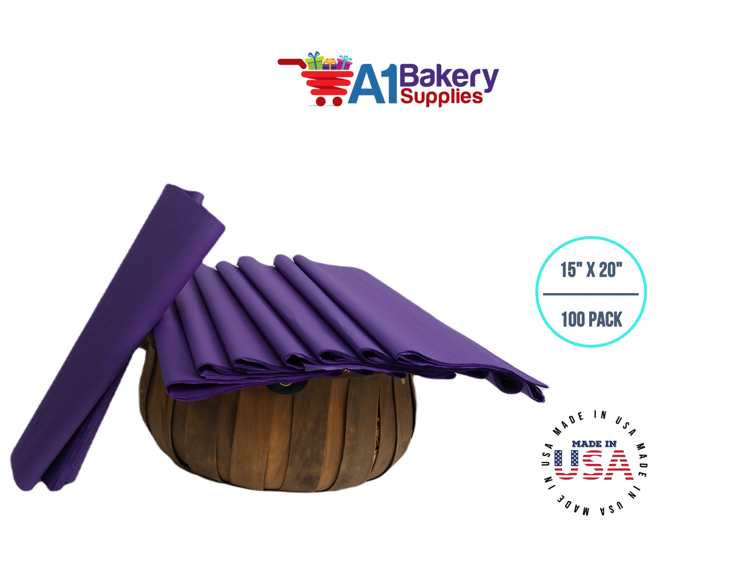 Purple Color Gift Wrap Tissue Paper 15 Inch x 20 Inch - 100 Sheets Pack