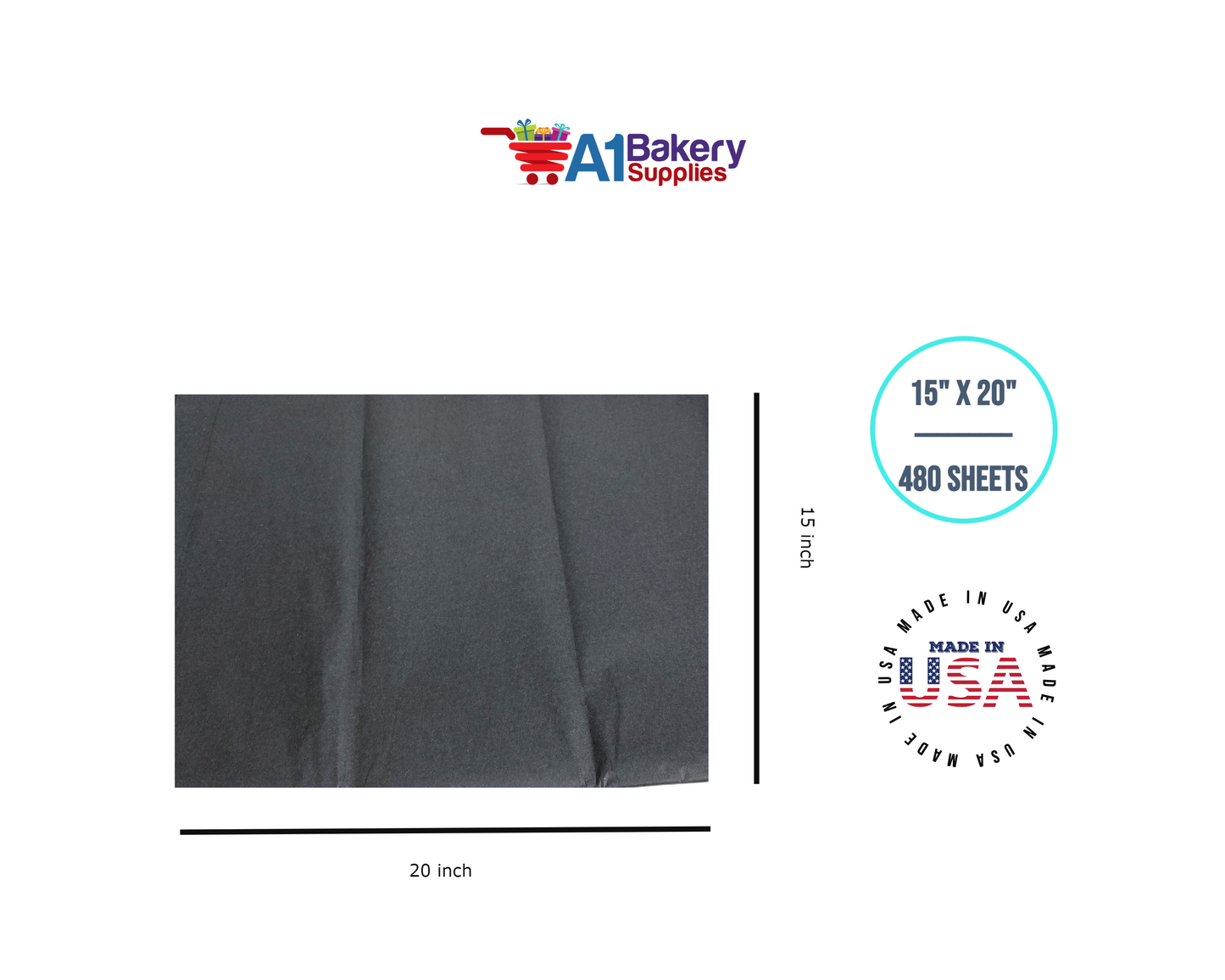 Black Color Tissue Paper 15 Inch x 20 Inch  - 480 Sheets