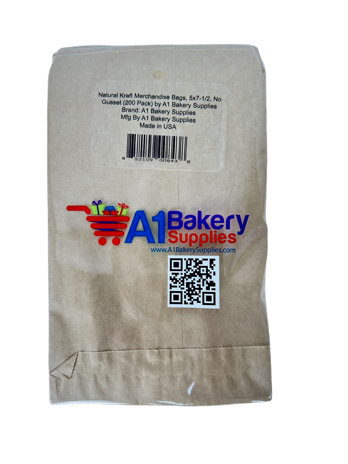 Kraft Flat Merchandise Bags, Medium, 200 Pack , - 5"x7-1/2"