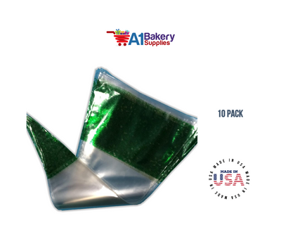 Green Cellophane Cone Bags for Treat & Favor 6 Inch X 12 Inch 10 Pack by A1 Bakery supplies