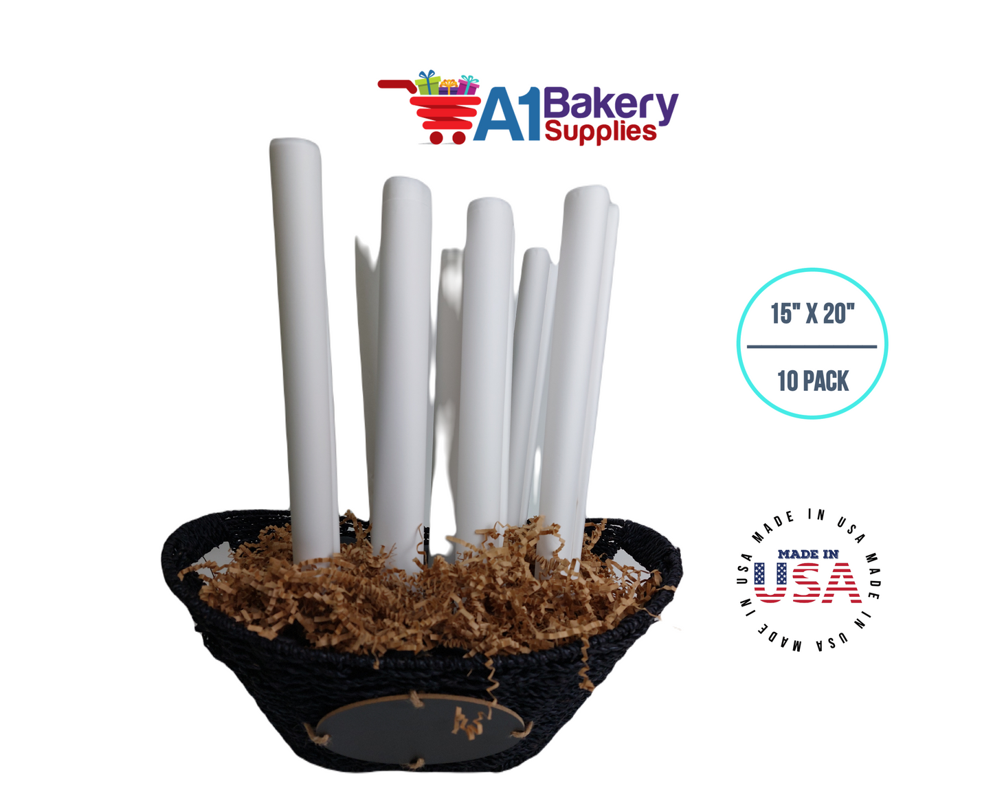 White Tissue Paper Squares, Bulk 10 Sheets, Premium Gift Wrap and Art Supplies for Birthdays, Holidays, or Presents by A1BakerySupplies, Small 15 Inch x 20 Inch