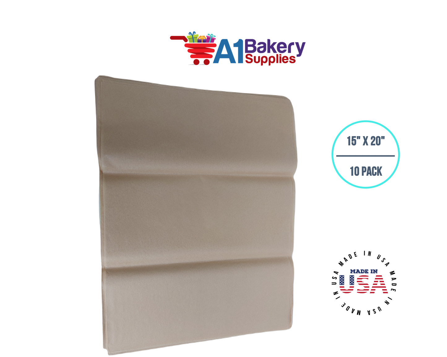 Solid Craft Tissue Paper Squares, Bulk10 Sheets, Premium Gift Wrap and Art Supplies for Birthdays, Holidays, or Presents by A1BakerySupplies, Small 15 Inch x 20 Inch