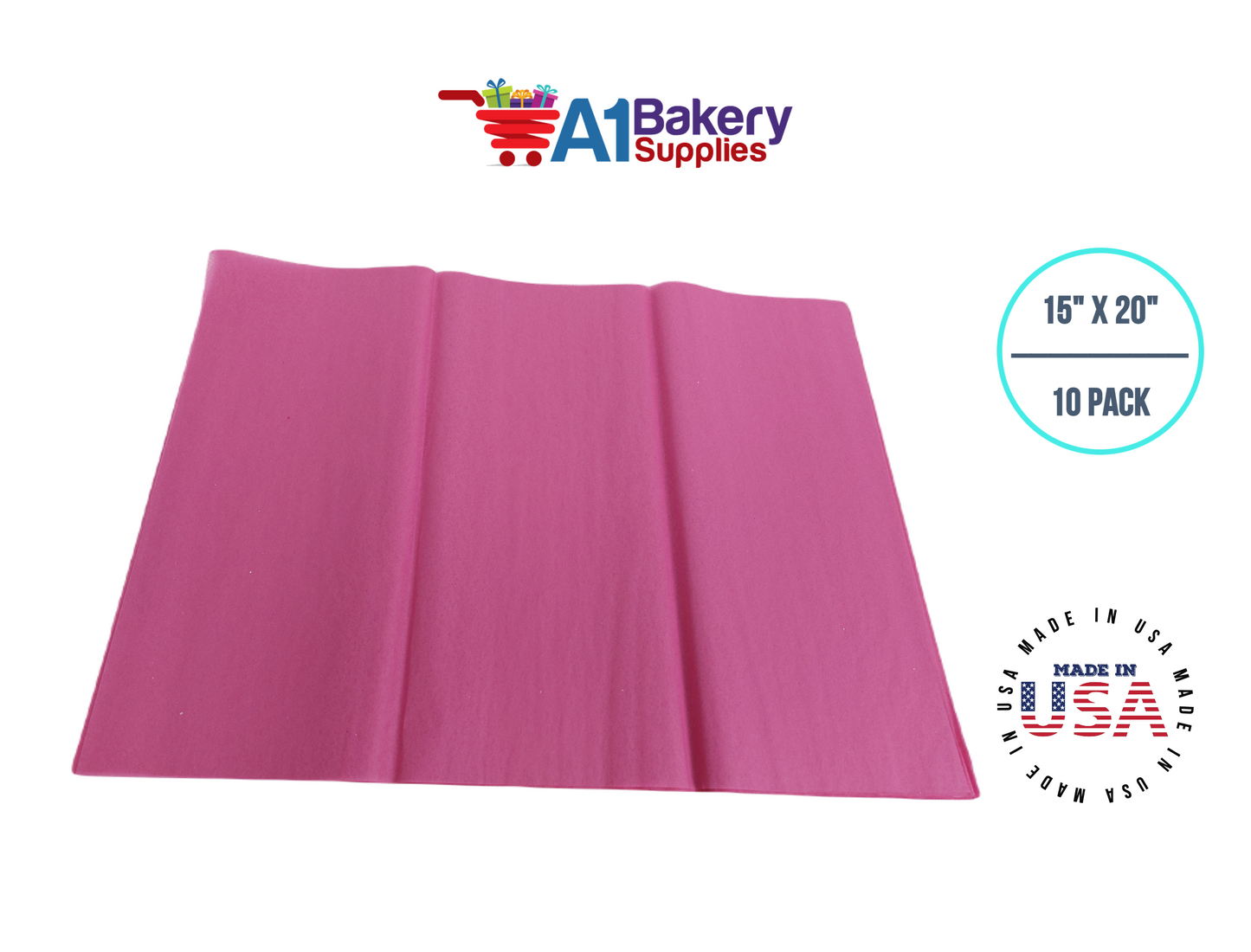 Cerise Pink Tissue Paper Squares, Bulk 10 Sheets, Premium Gift Wrap and Art Supplies for Birthdays, Holidays, or Presents by A1BakerySupplies, Large 15 Inch x 20 Inch