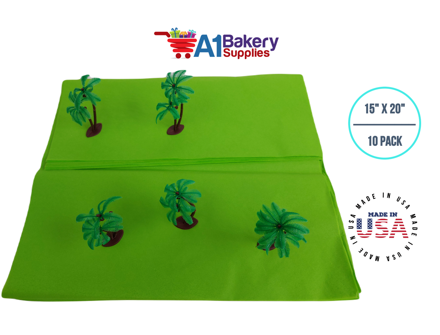 Bright Lime Tissue Paper Squares, Bulk 10 Sheets, Premium Gift Wrap and Art Supplies for Birthdays, Holidays, or Presents by A1BakerySupplies, Small 15 Inch x 20 Inch