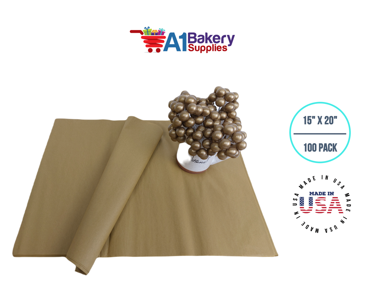 Antique Gold Tissue Paper 15 Inch x 20 Inch - 100 Sheets Pack