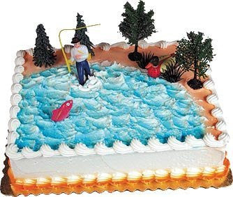 A1 Bakery Supplies Cake Decorating Kit — Fishing Cake Kit Cupcake & Cake Topper Set for Birthdays, Baby Showers & Themed Parties — Reusable Food-Safe Plastic Figurines, Made in USA