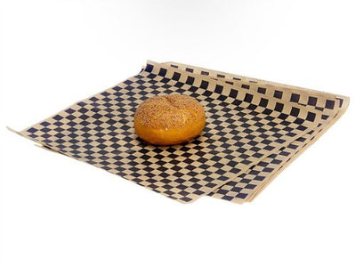 Food Basket Liner BBQ Basket Liner Wax Coated Deli Wrap Black and Brown Checkered Sandwich Wrap