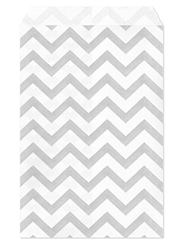 My Craft Supplies 4 X 6 Silver Gray Chevron Paper Bags Set of 100