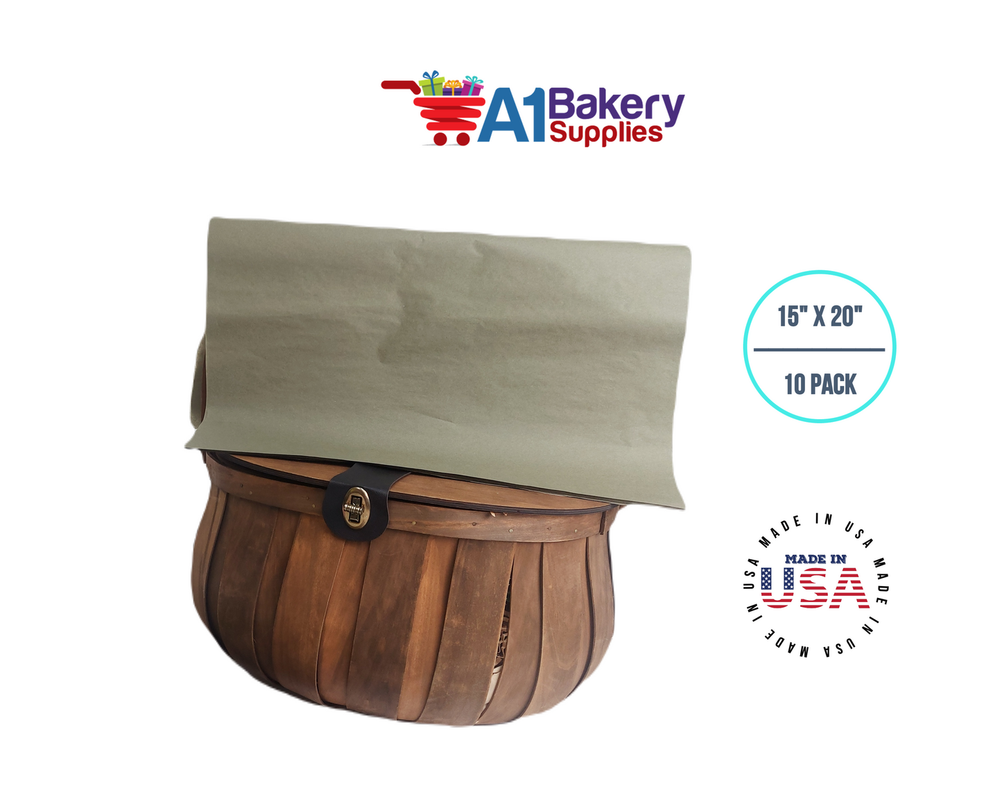 Tapestry Green Tissue Paper Squares, Bulk 10 Sheets, Premium Gift Wrap and Art Supplies for Birthdays, Holidays, or Presents by A1BakerySupplies, Small 15 Inch x 20 Inch