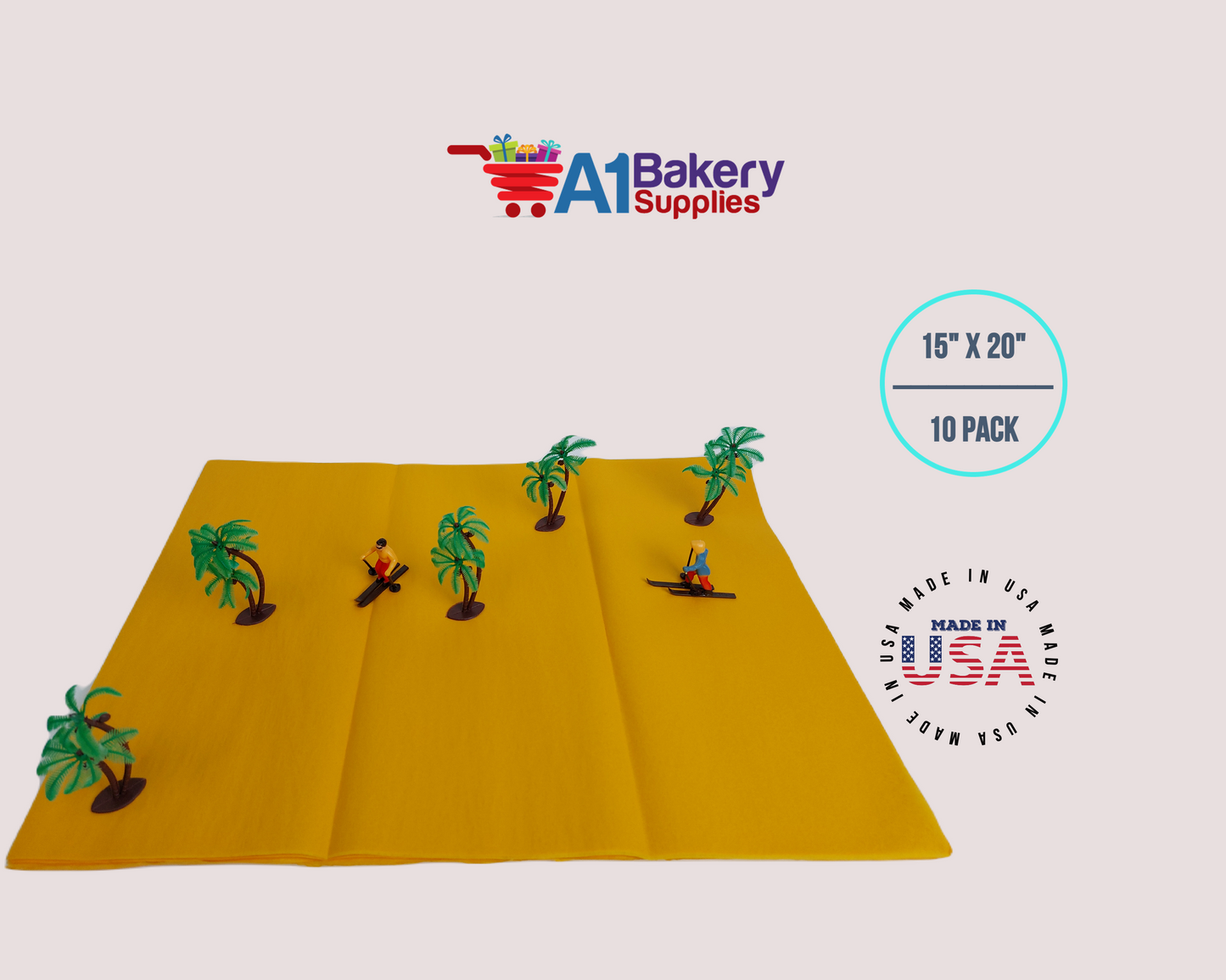 Goldenrod Tissue Paper Squares, Bulk 10 Sheets, Premium Gift Wrap and Art Supplies for Birthdays, Holidays, or Presents by A1BakerySupplies, Small 15 Inch x 20 Inch