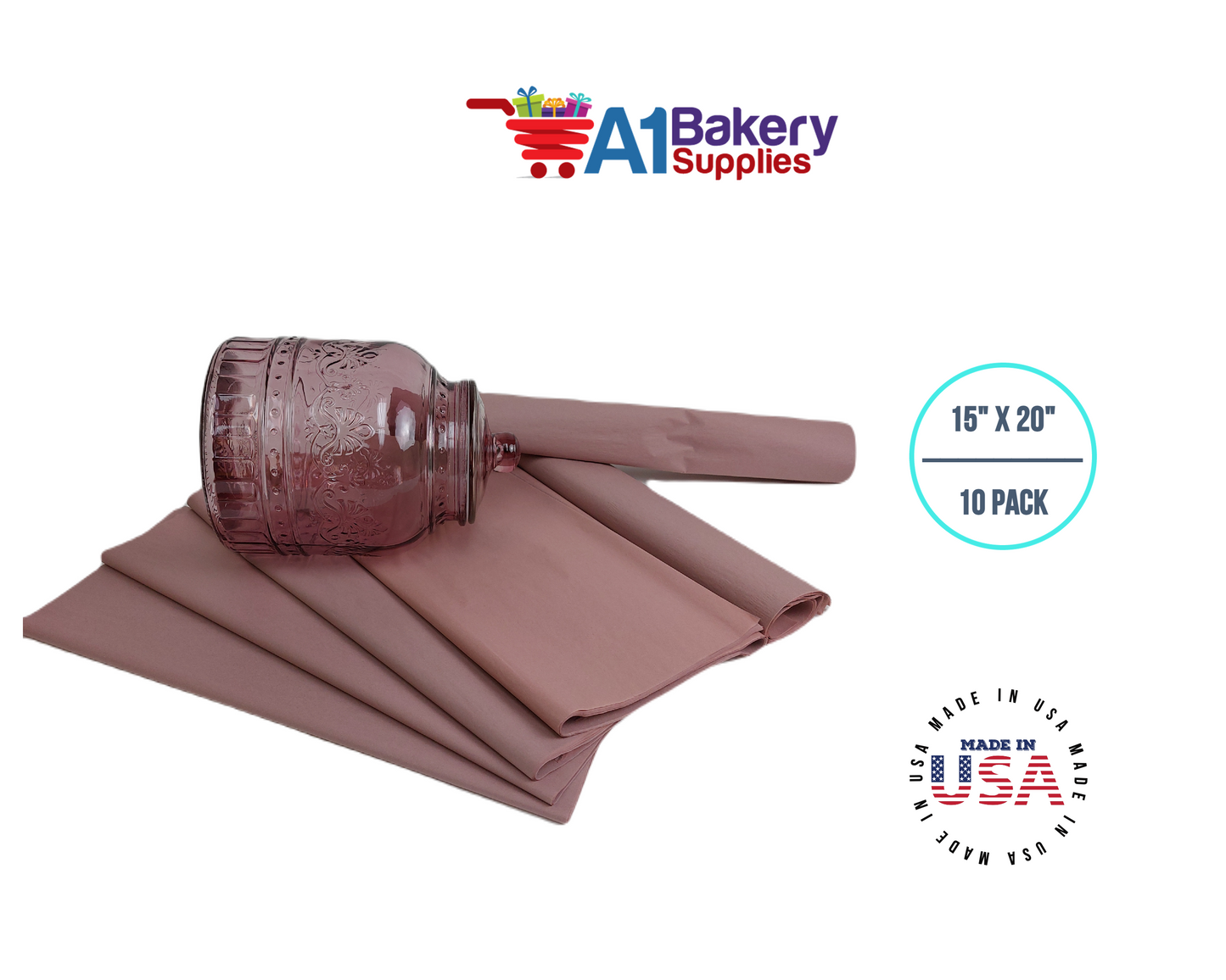 Rose gold Tissue Paper Squares, Bulk 10 Sheets, Premium Gift Wrap and Art Supplies for Birthdays, Holidays, or Presents by A1BakerySupplies, Large 15 Inch x 20 Inch